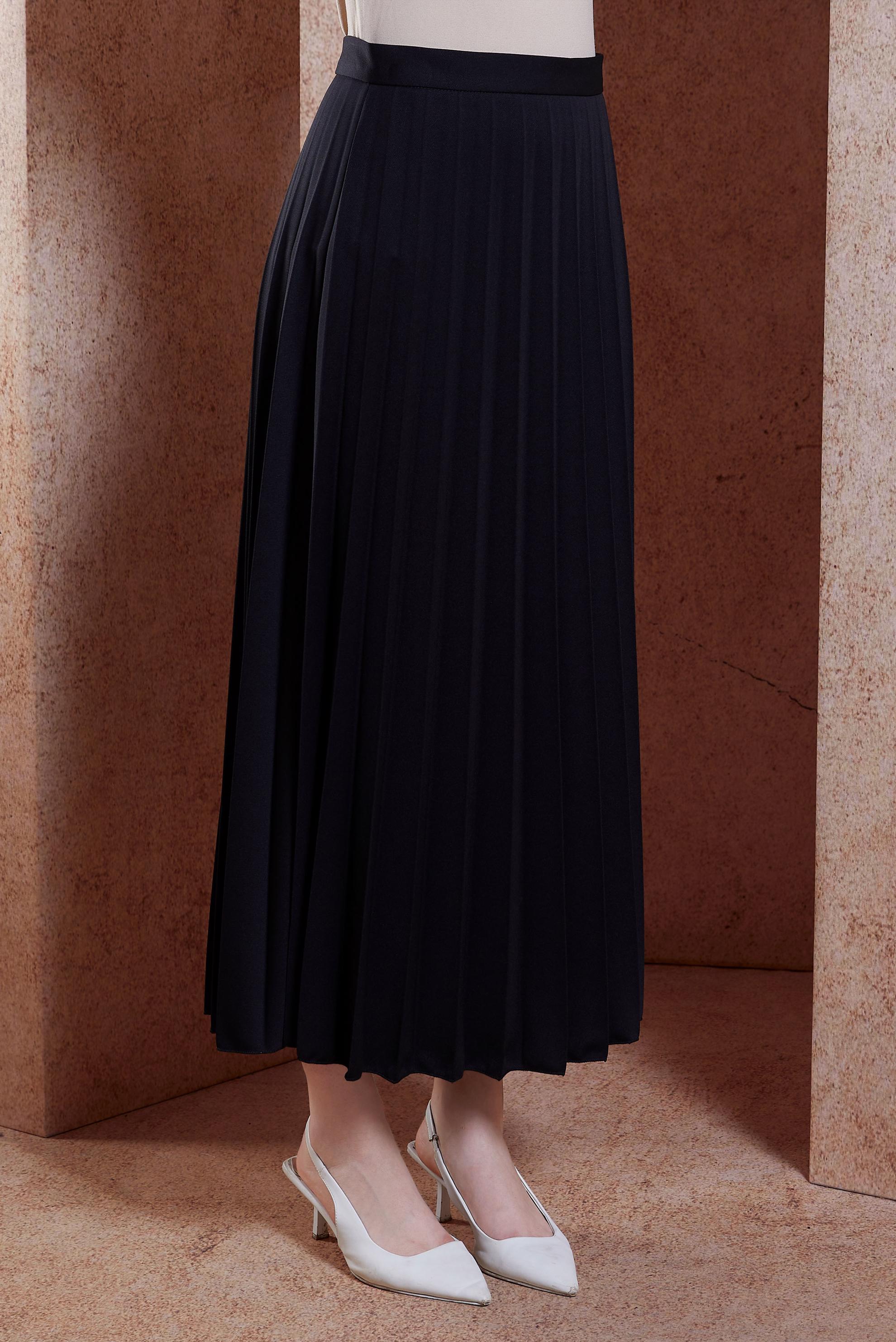 Tesettür giyim SİYAH PİLİSELİ ETEK 60572