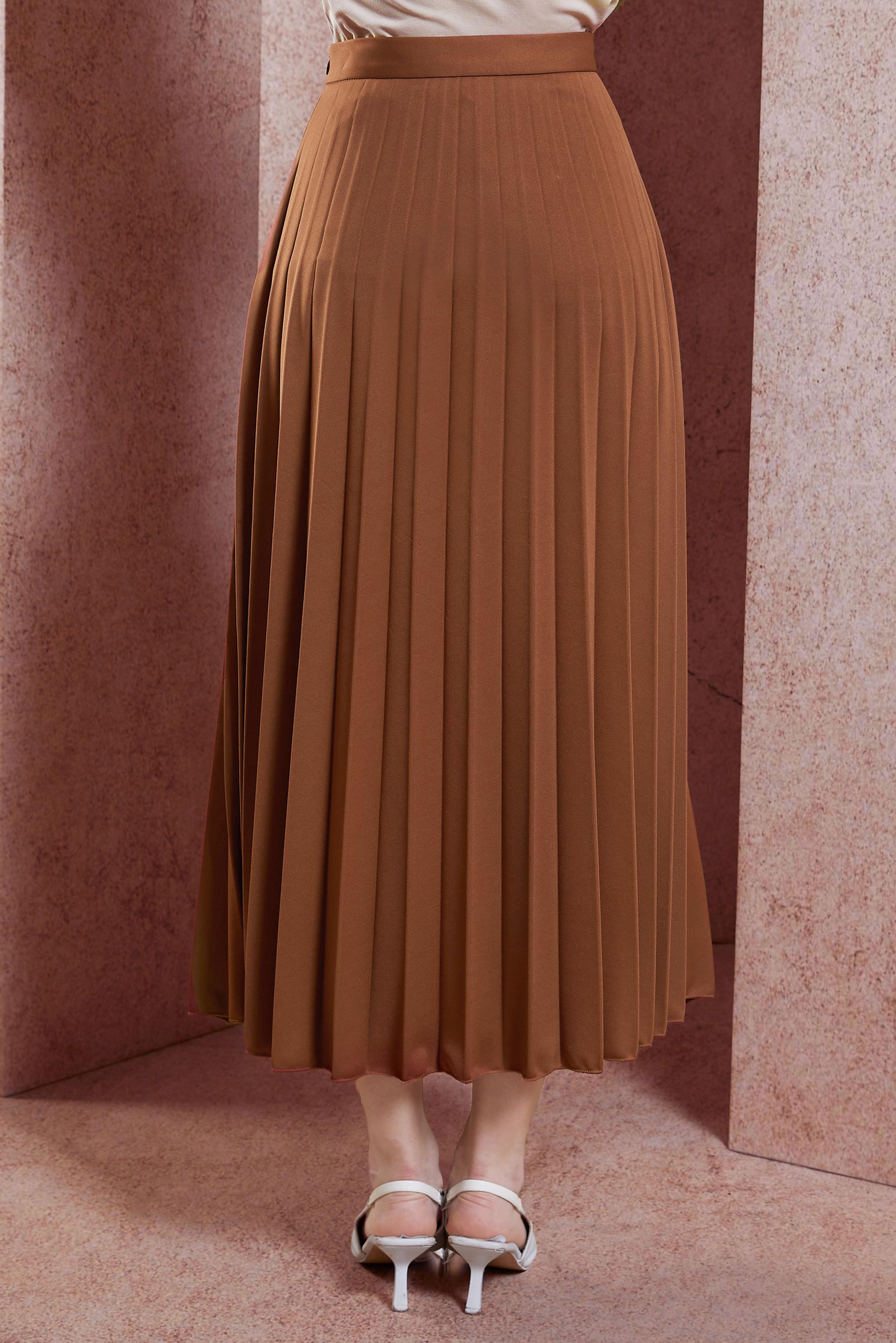 Tesettür giyim TABA PİLİSELİ ETEK 60572