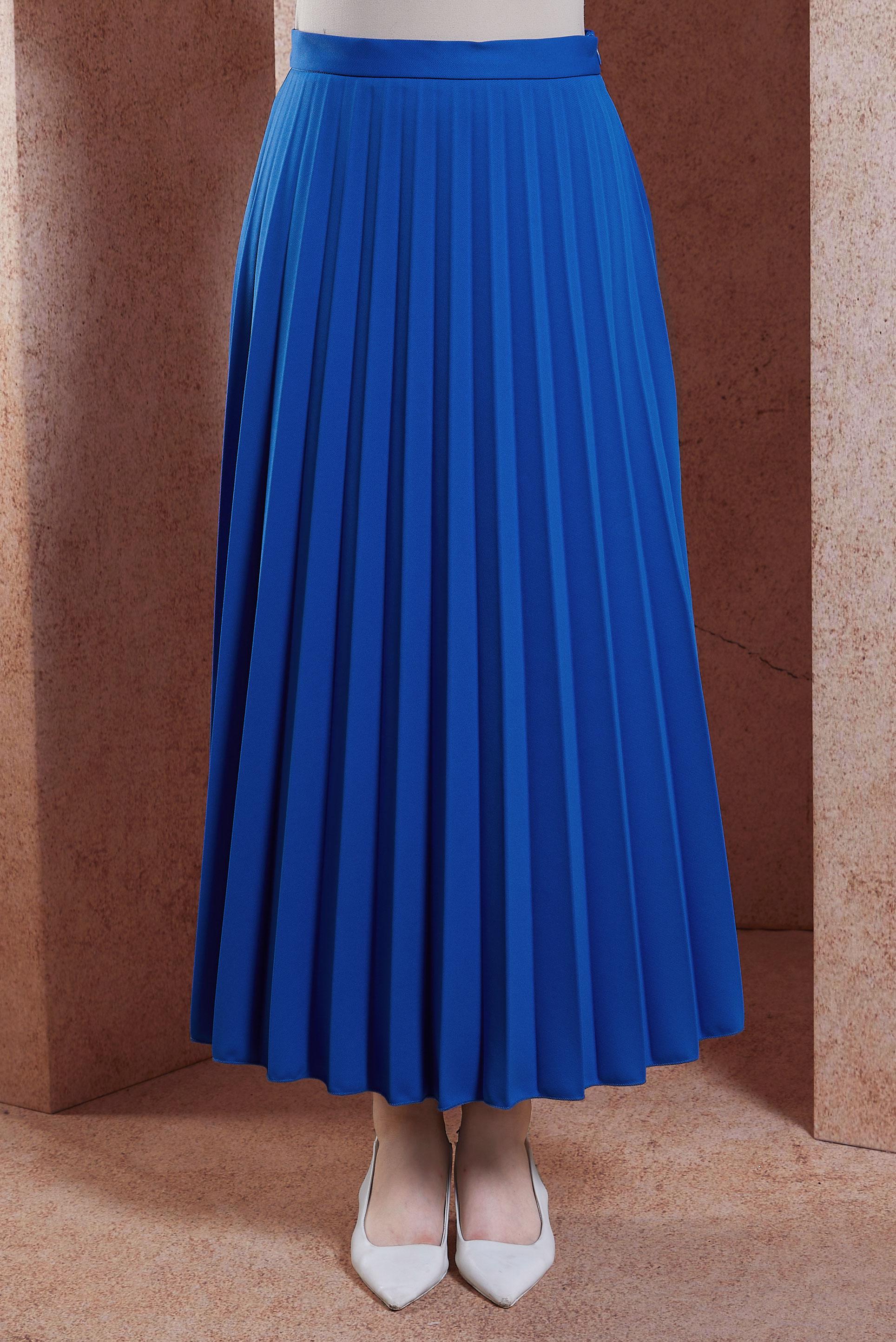 Tesettür giyim LACİVERT PİLİSELİ ETEK 60572