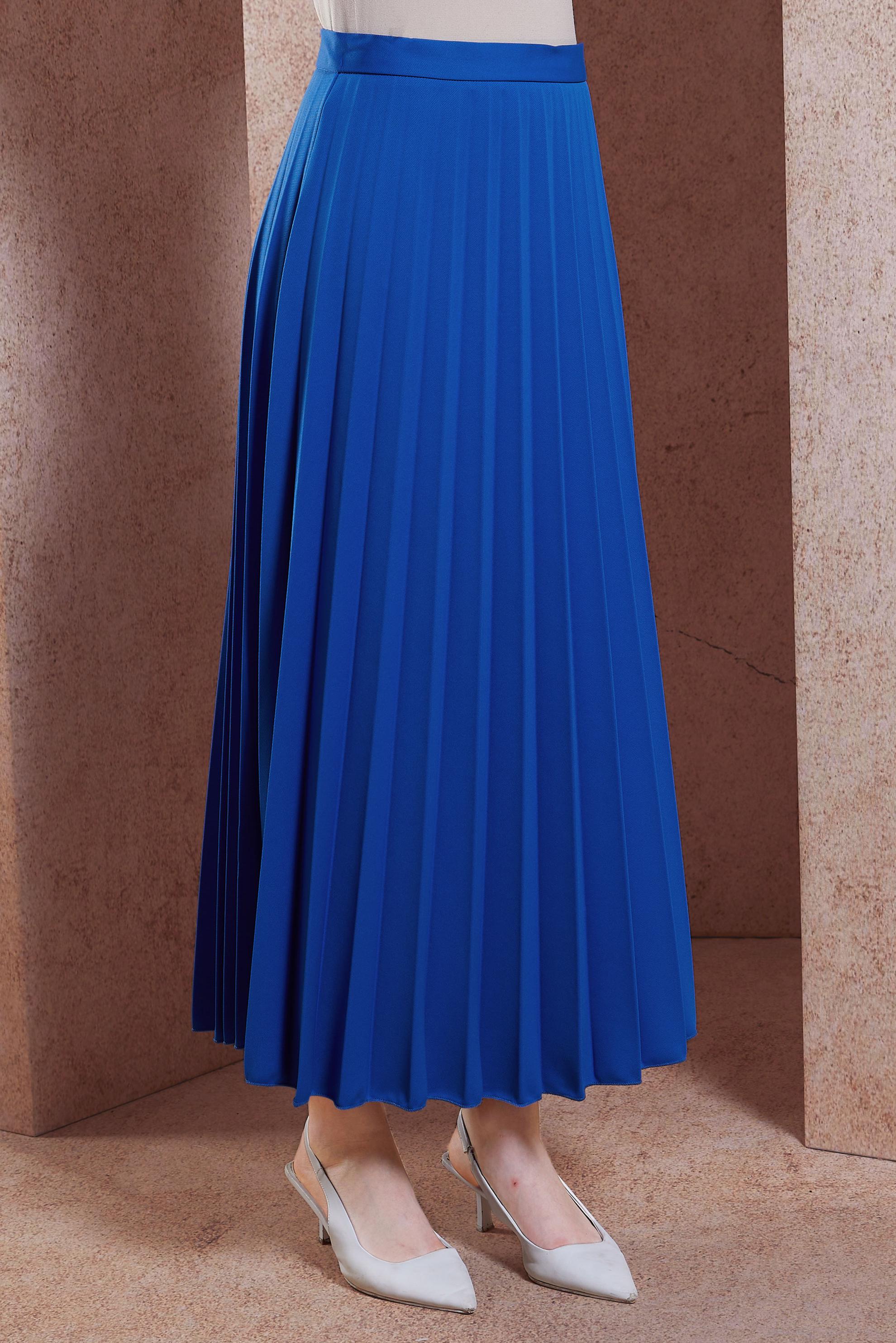 Tesettür giyim LACİVERT PİLİSELİ ETEK 60572