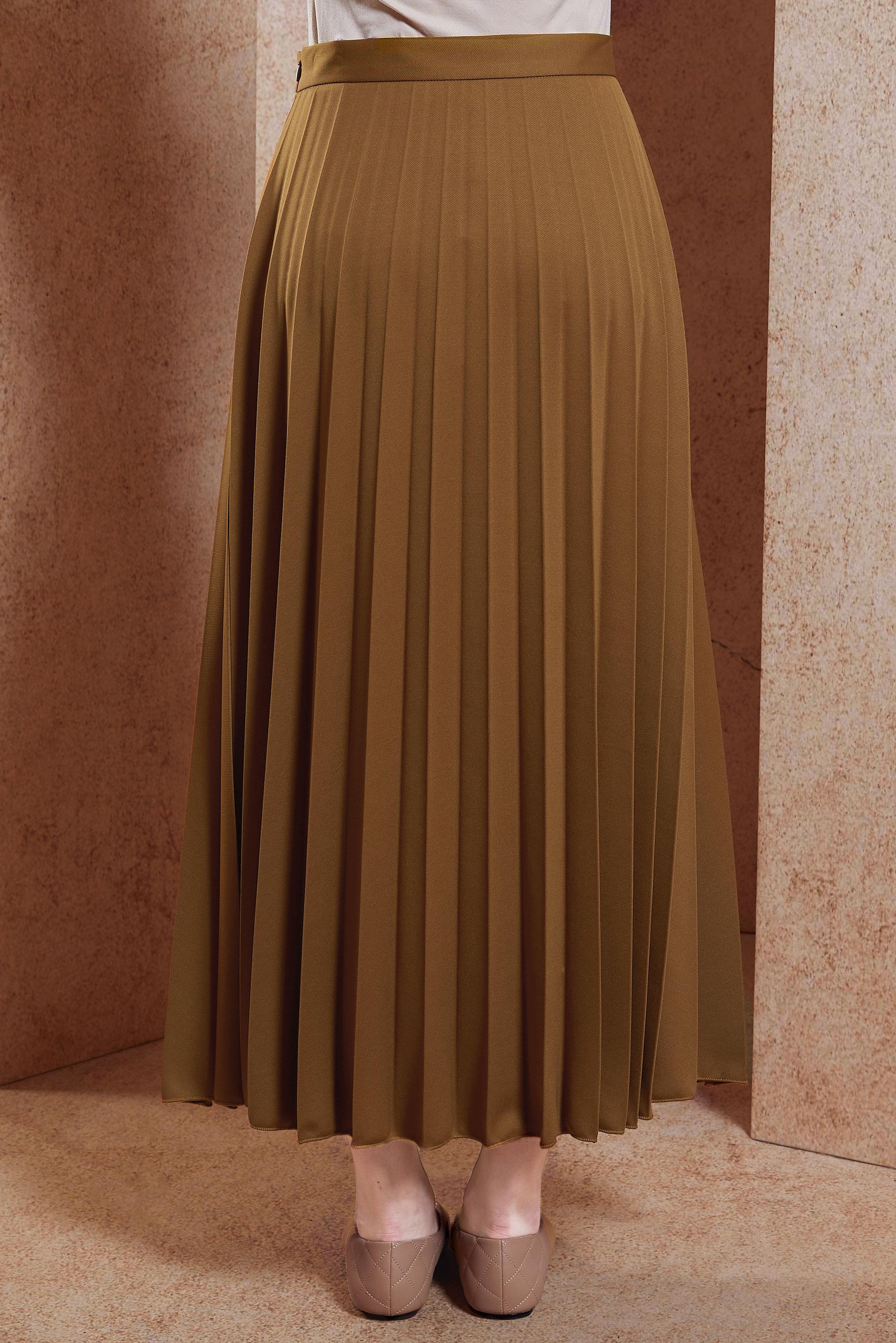 Tesettür giyim SARI PİLİSELİ ETEK 60572