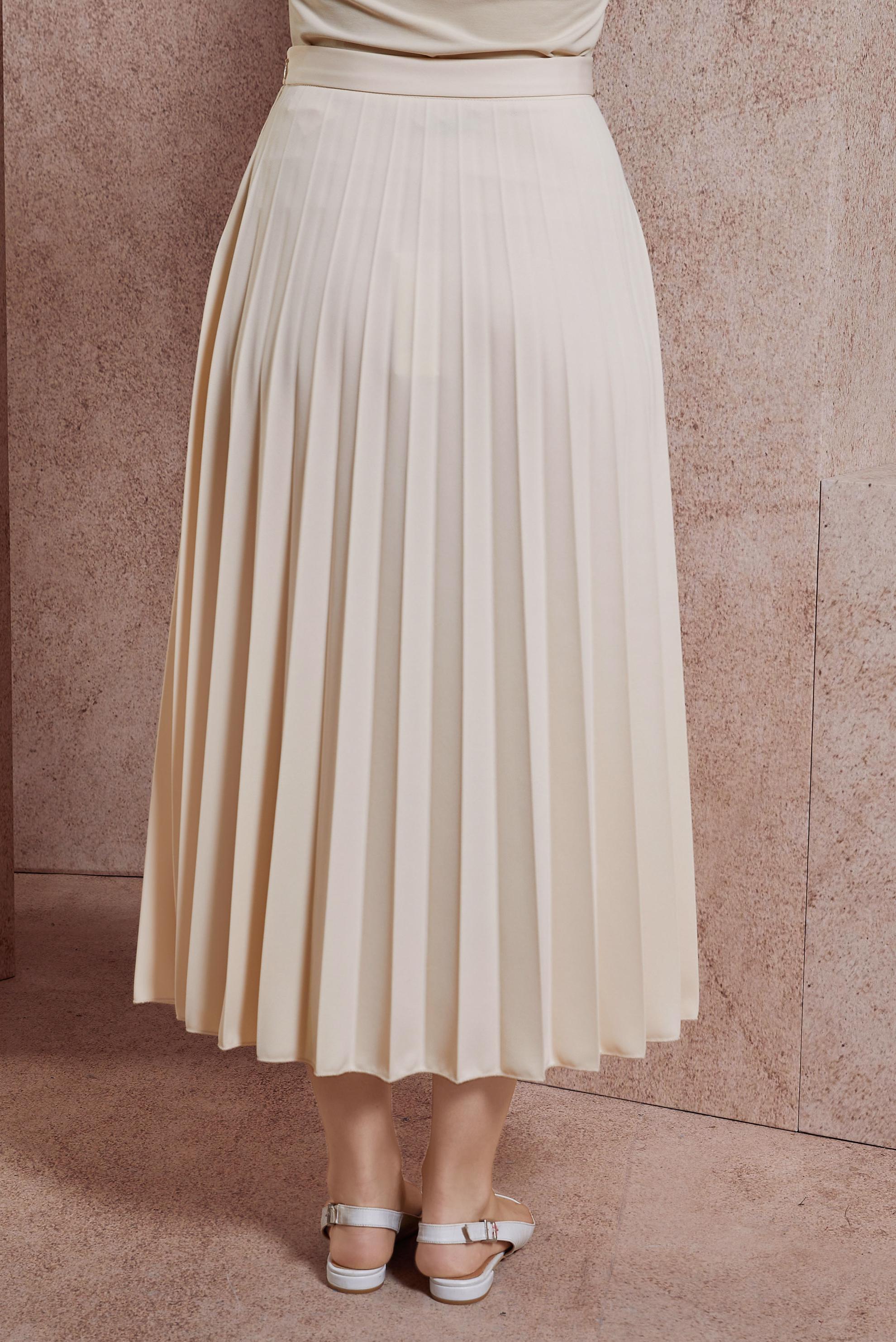 Tesettür giyim EKRU PİLİSELİ ETEK 60572