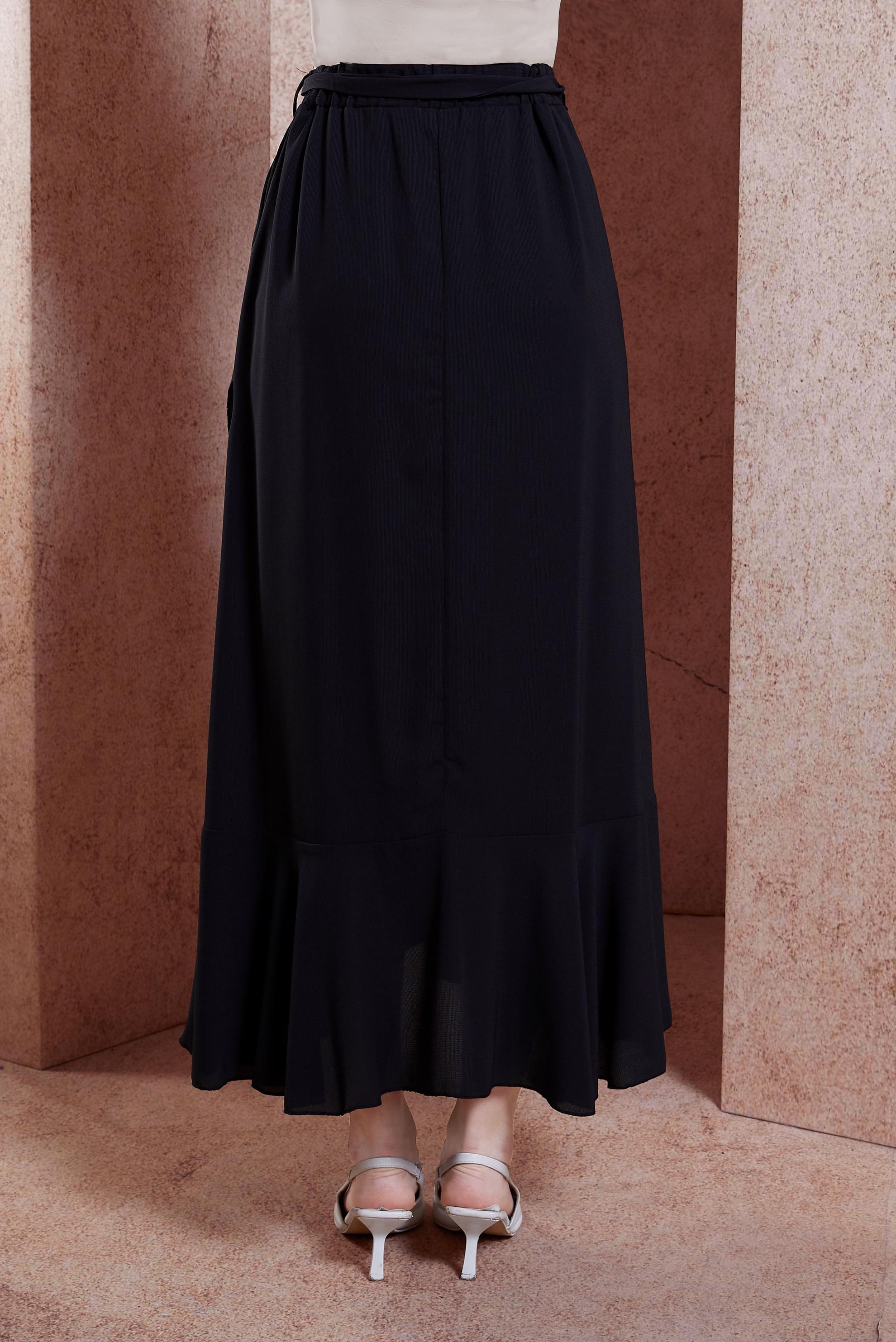 Vêtements hijab NOIR JUPE CEINTURE À VOLANTS 60574