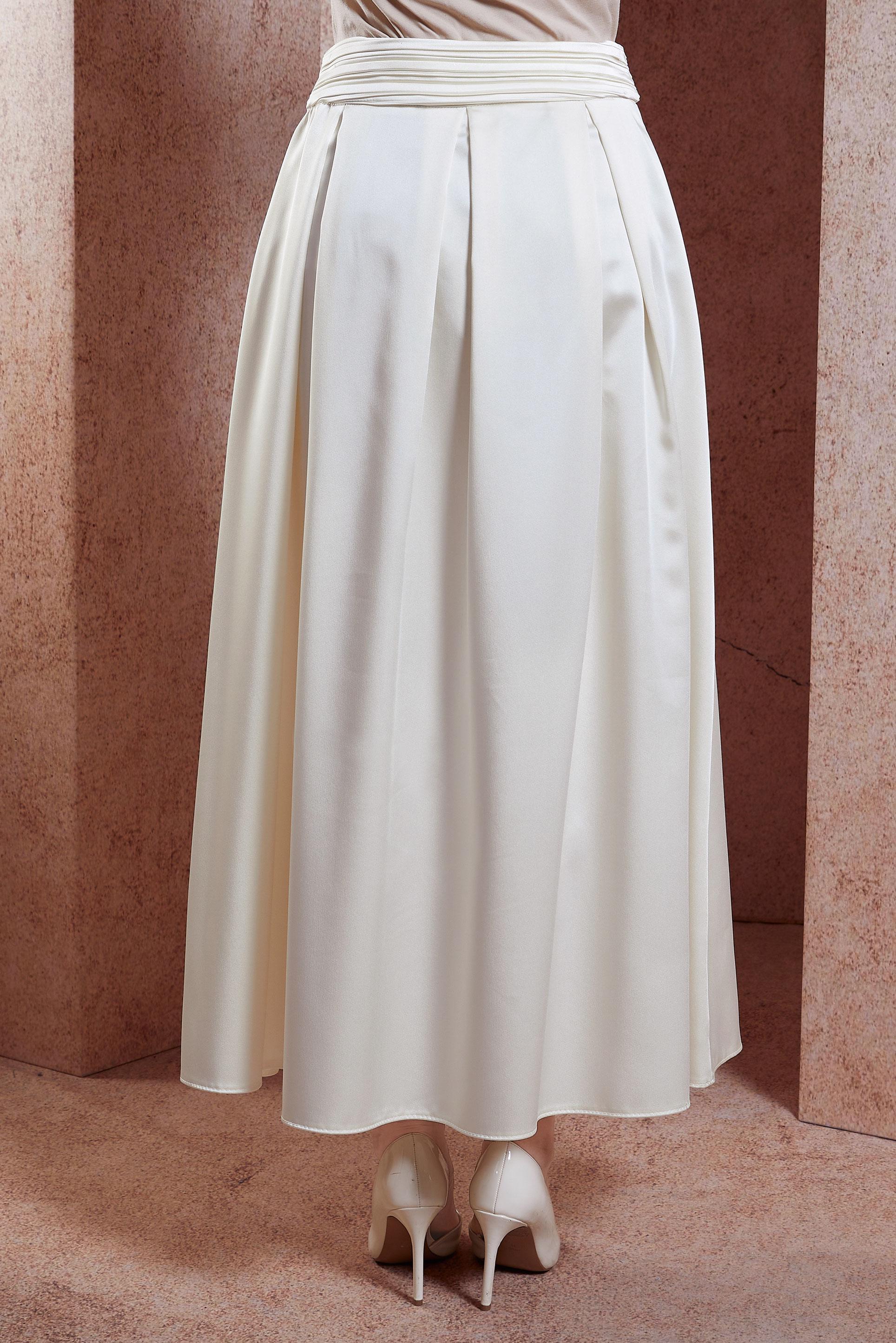 Tesettür giyim BEYAZ SATEN UZUN ETEK 60580