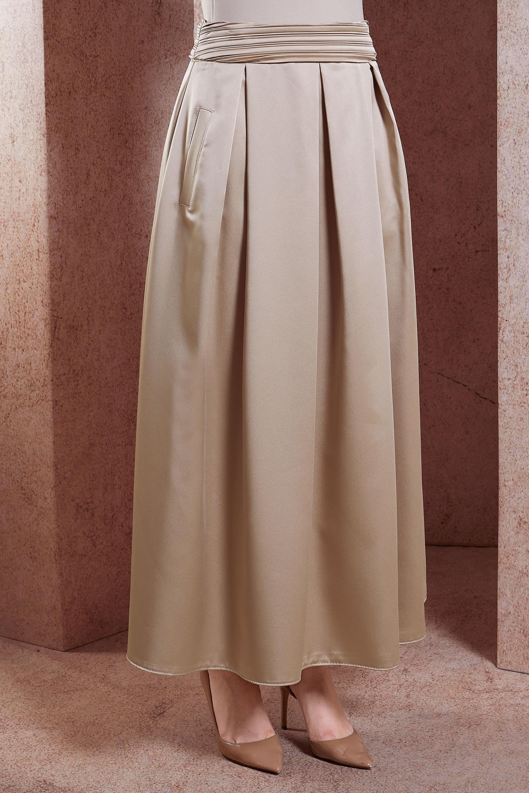 SATIN LONG SKIRT ALVİNA - Main Image