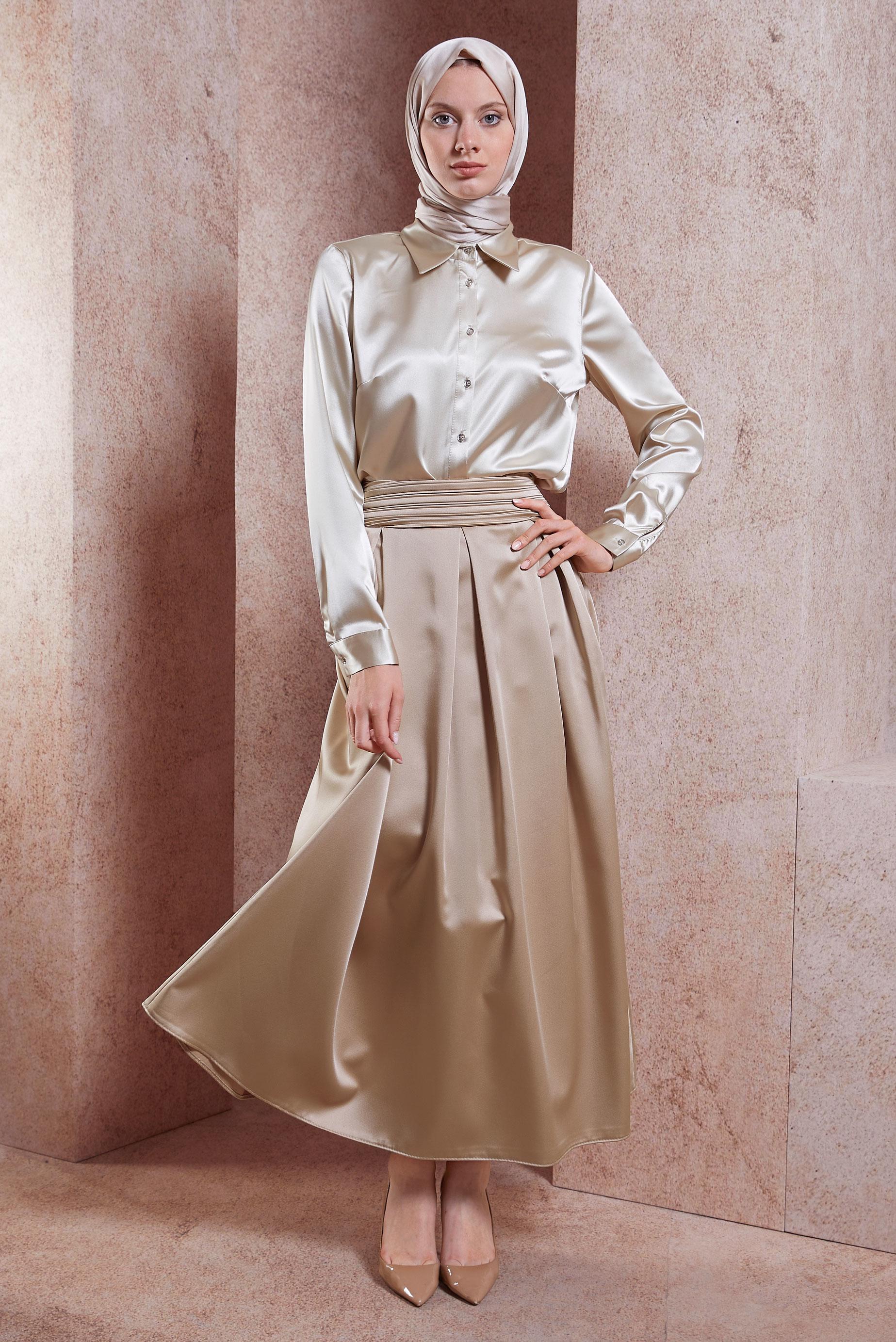 JUPE LONGUE EN SATIN ALVİNA