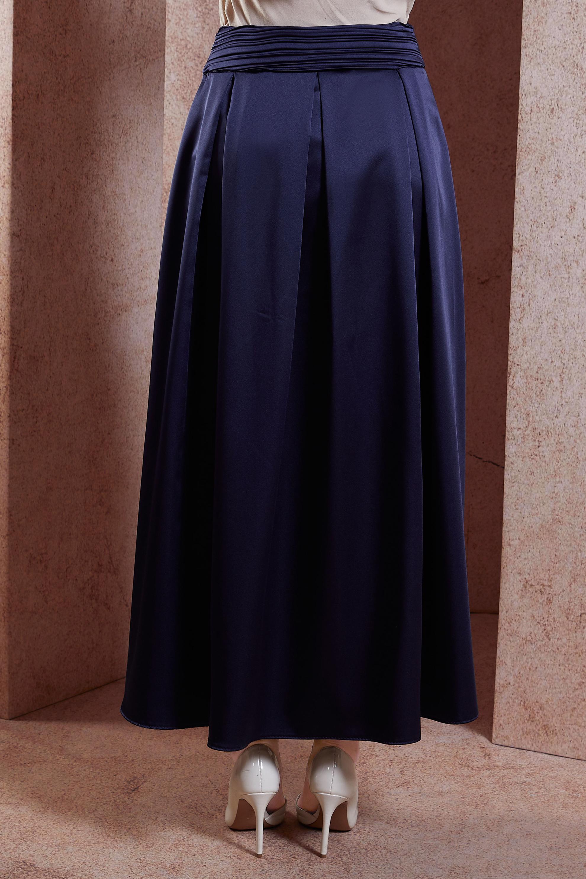 Tesettür giyim LACİVERT SATEN UZUN ETEK 60580