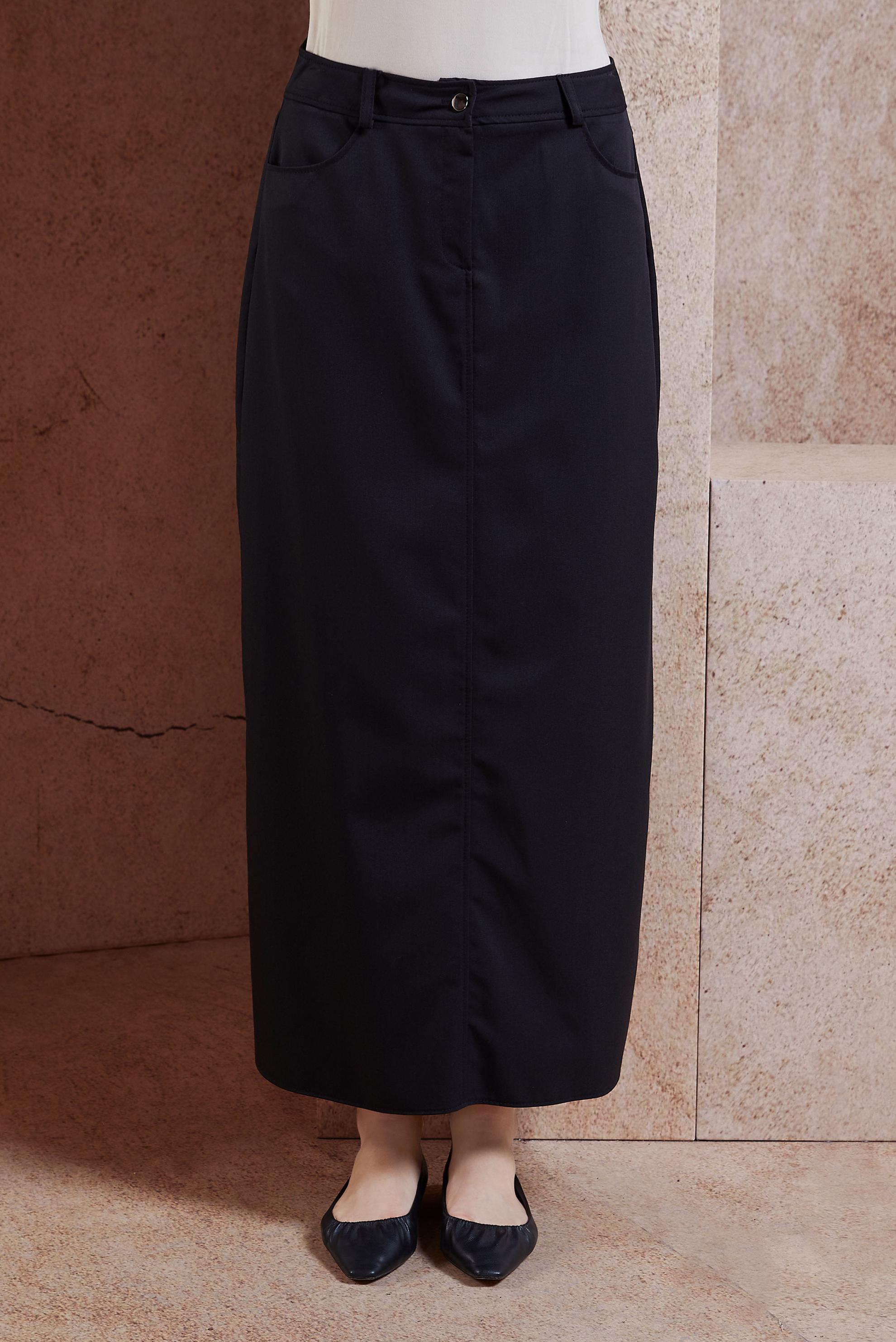 Tesettür giyim SİYAH DÜZ KESİM TESETTÜR ETEK 60584