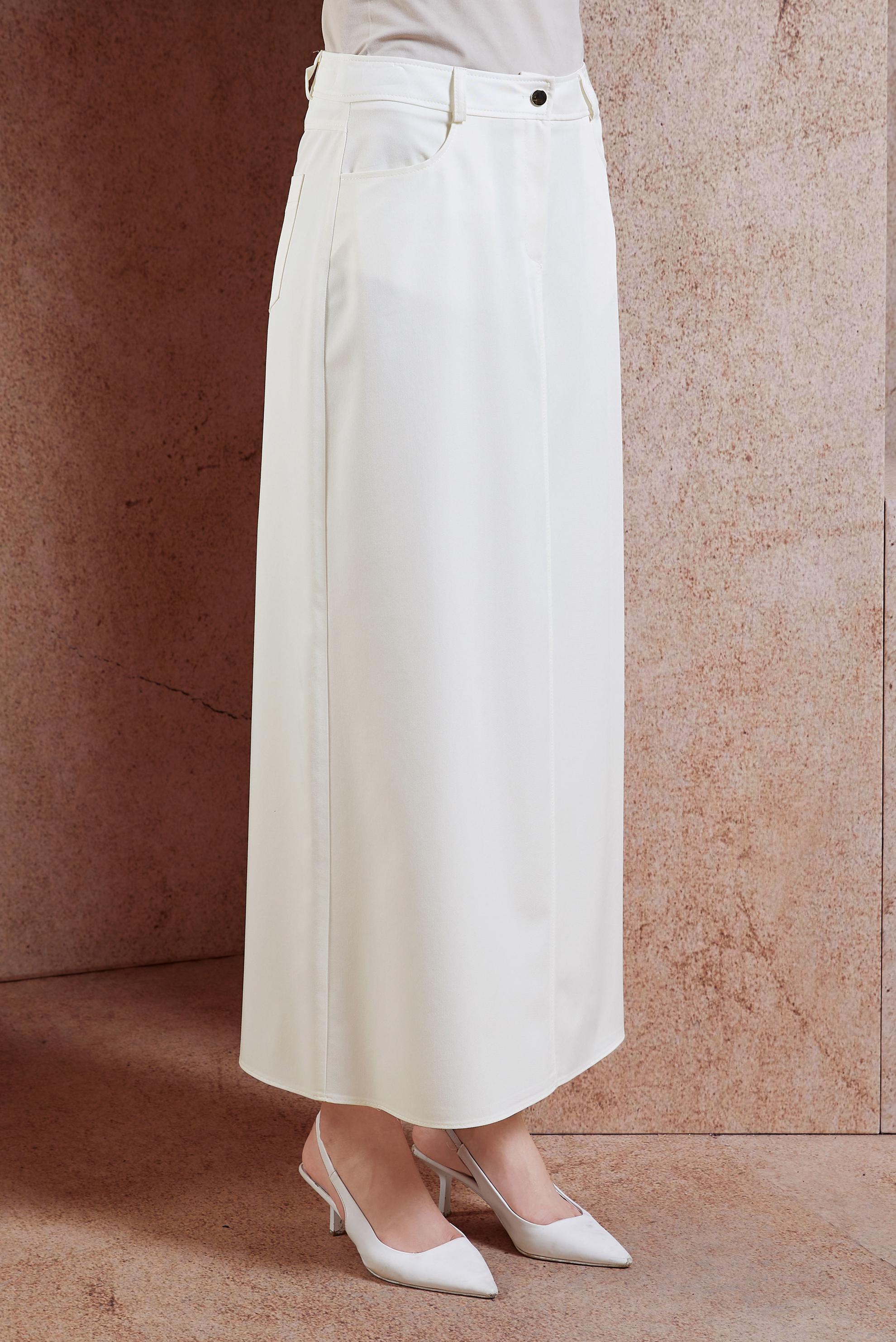 Tesettür giyim BEYAZ DÜZ KESİM TESETTÜR ETEK 60584