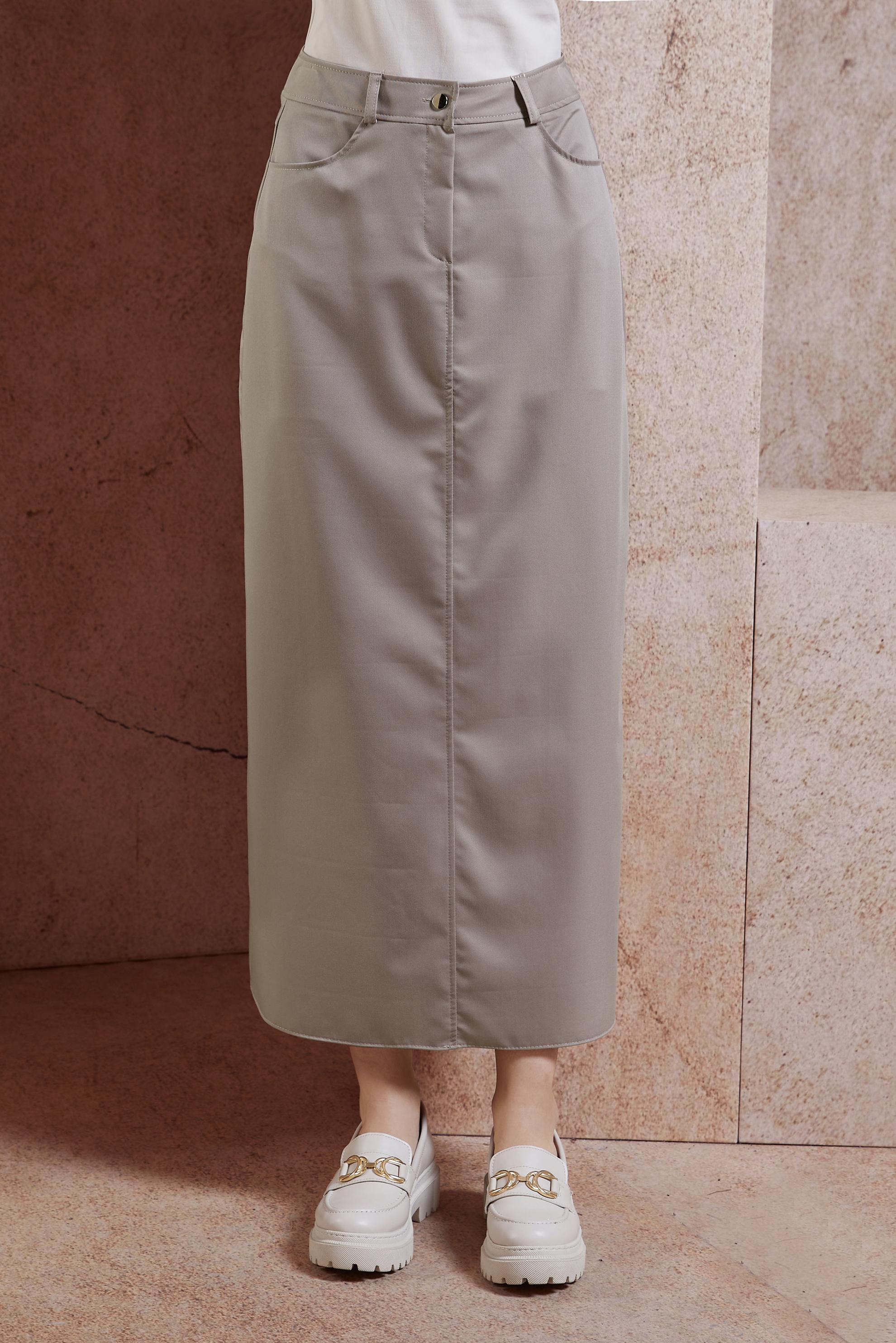 Tesettür giyim VİZON DÜZ KESİM TESETTÜR ETEK 60584