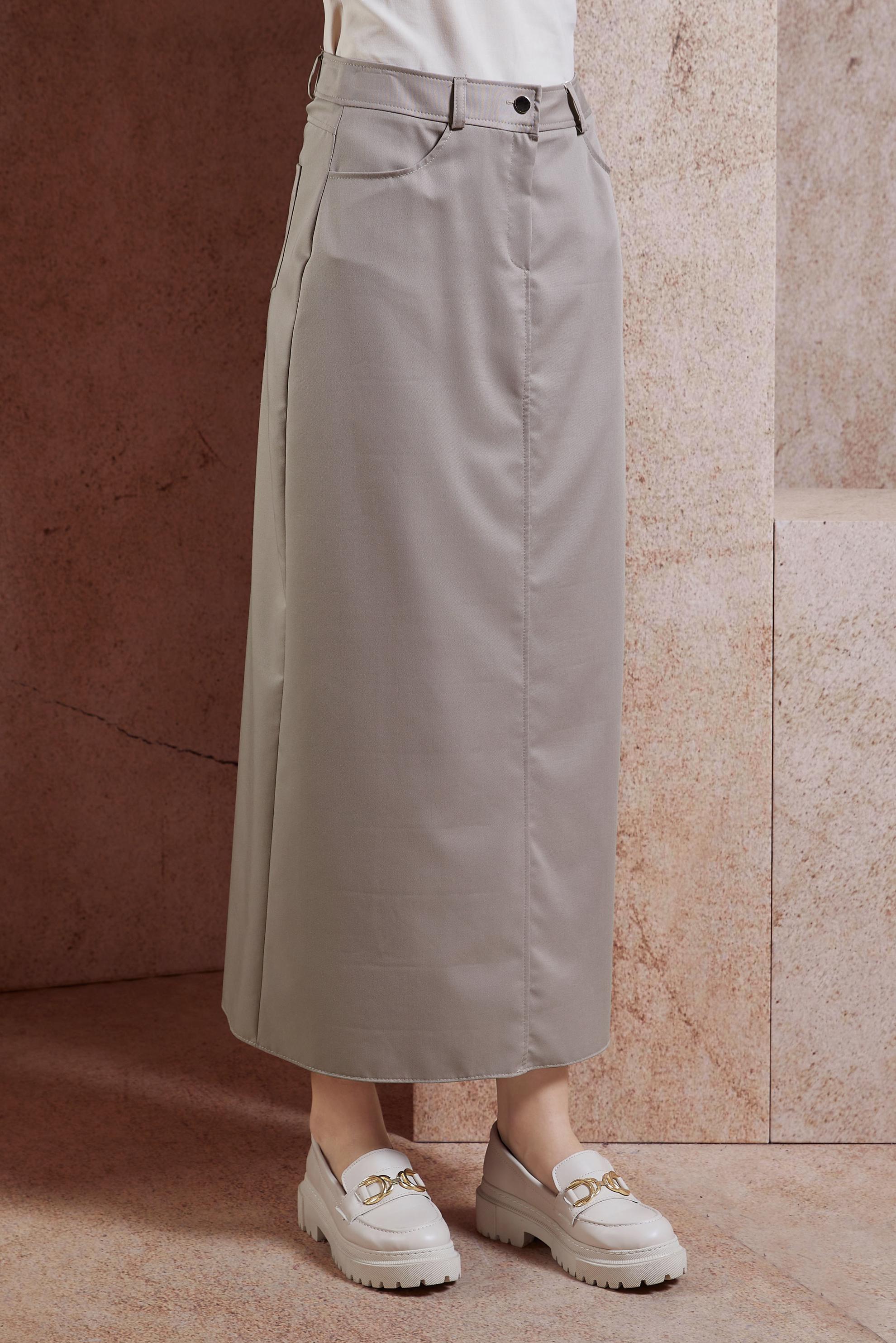 Tesettür giyim VİZON DÜZ KESİM TESETTÜR ETEK 60584