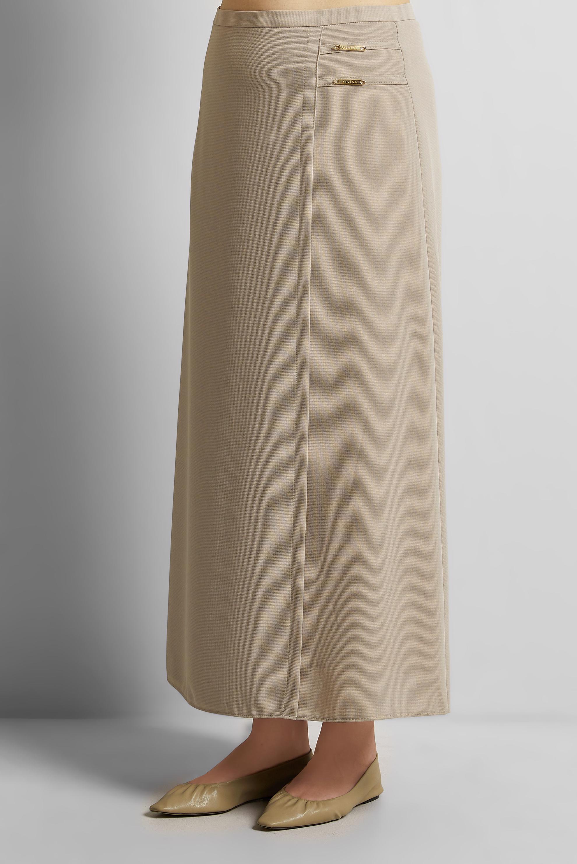 Tesettür giyim BEJ DÜZ KESİM ETEK 60585