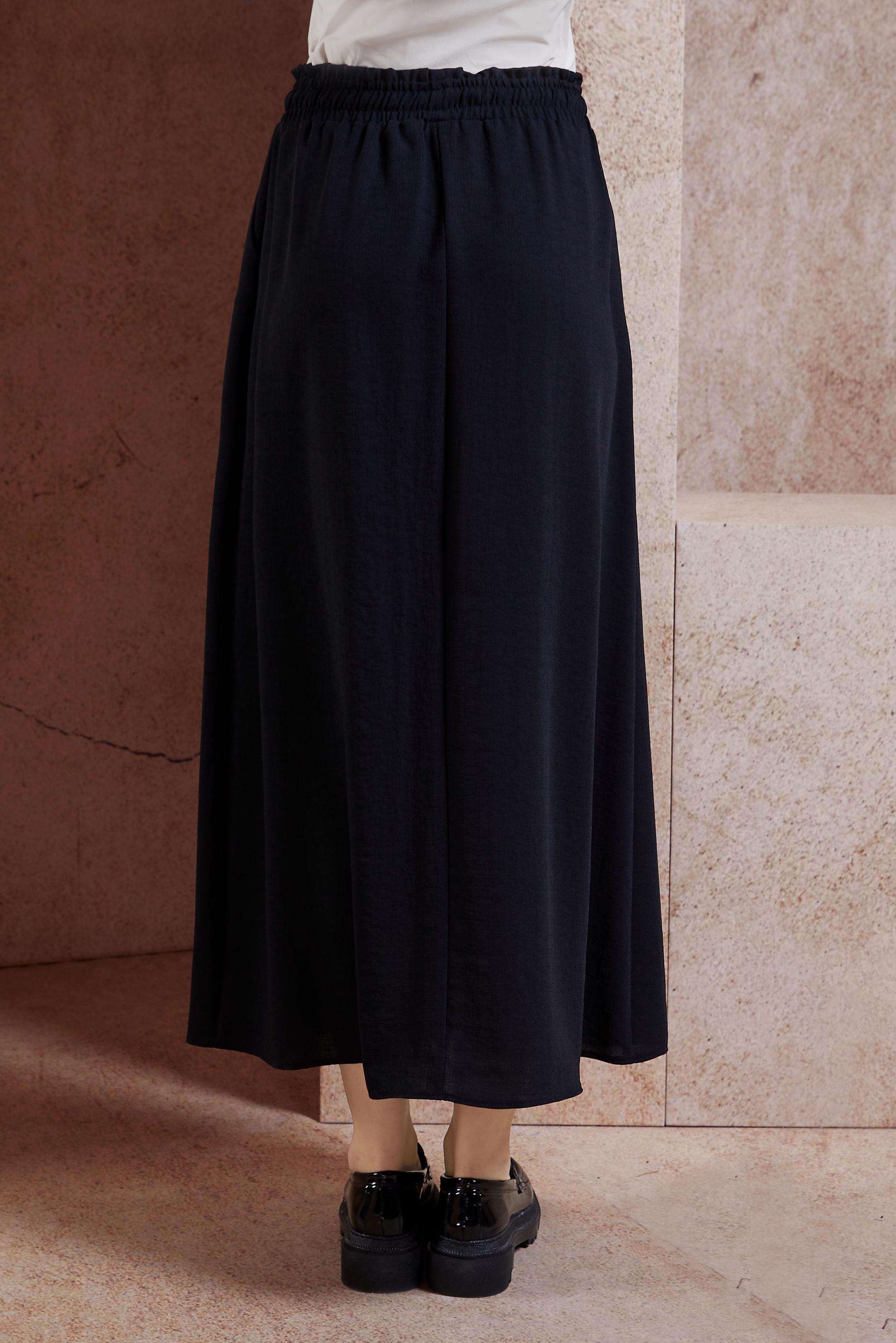 Tesettür giyim SİYAH BELİ LASTİKLİ TESETTÜR ETEK 60587