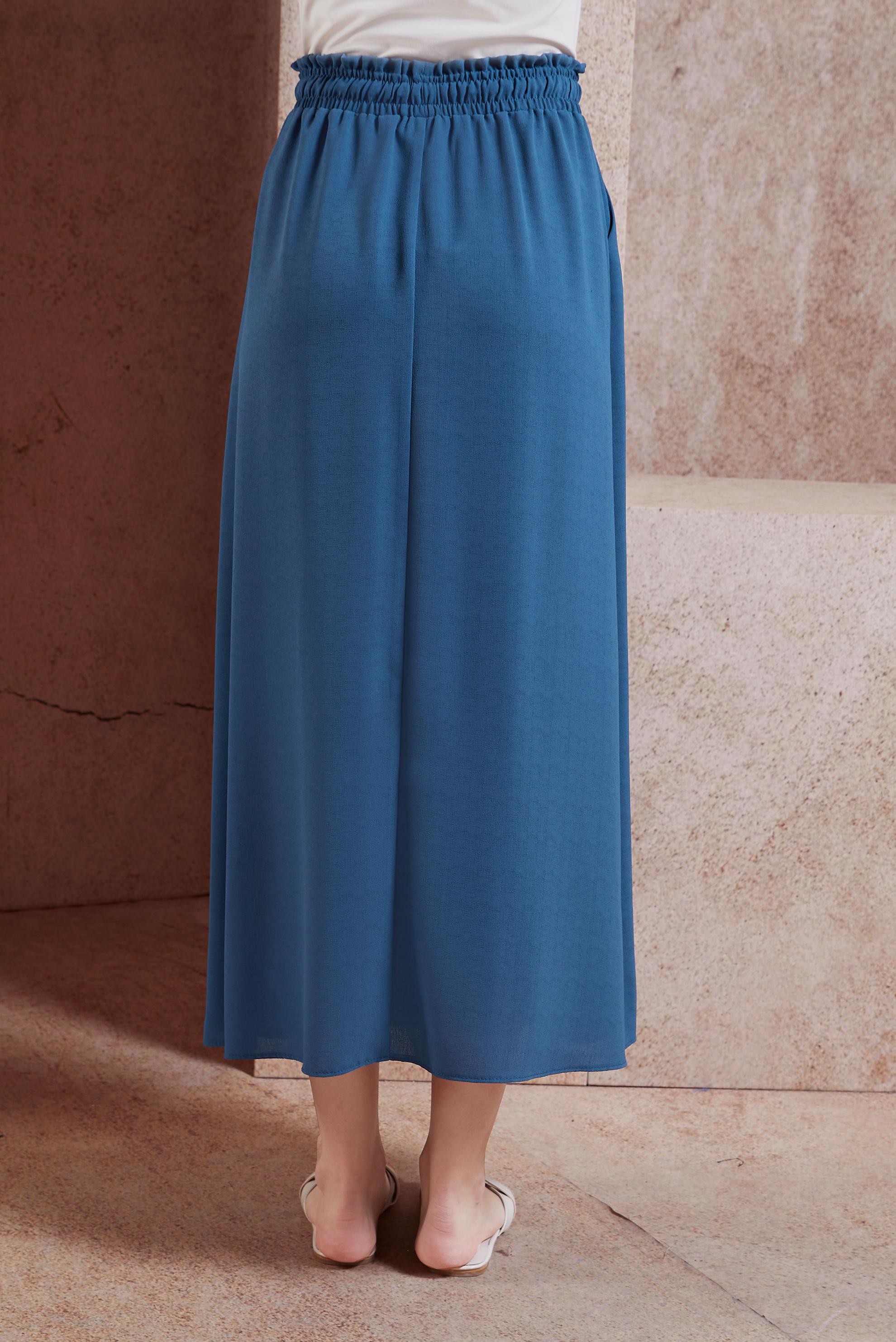 Tesettür giyim LACİVERT BELİ LASTİKLİ TESETTÜR ETEK 60587