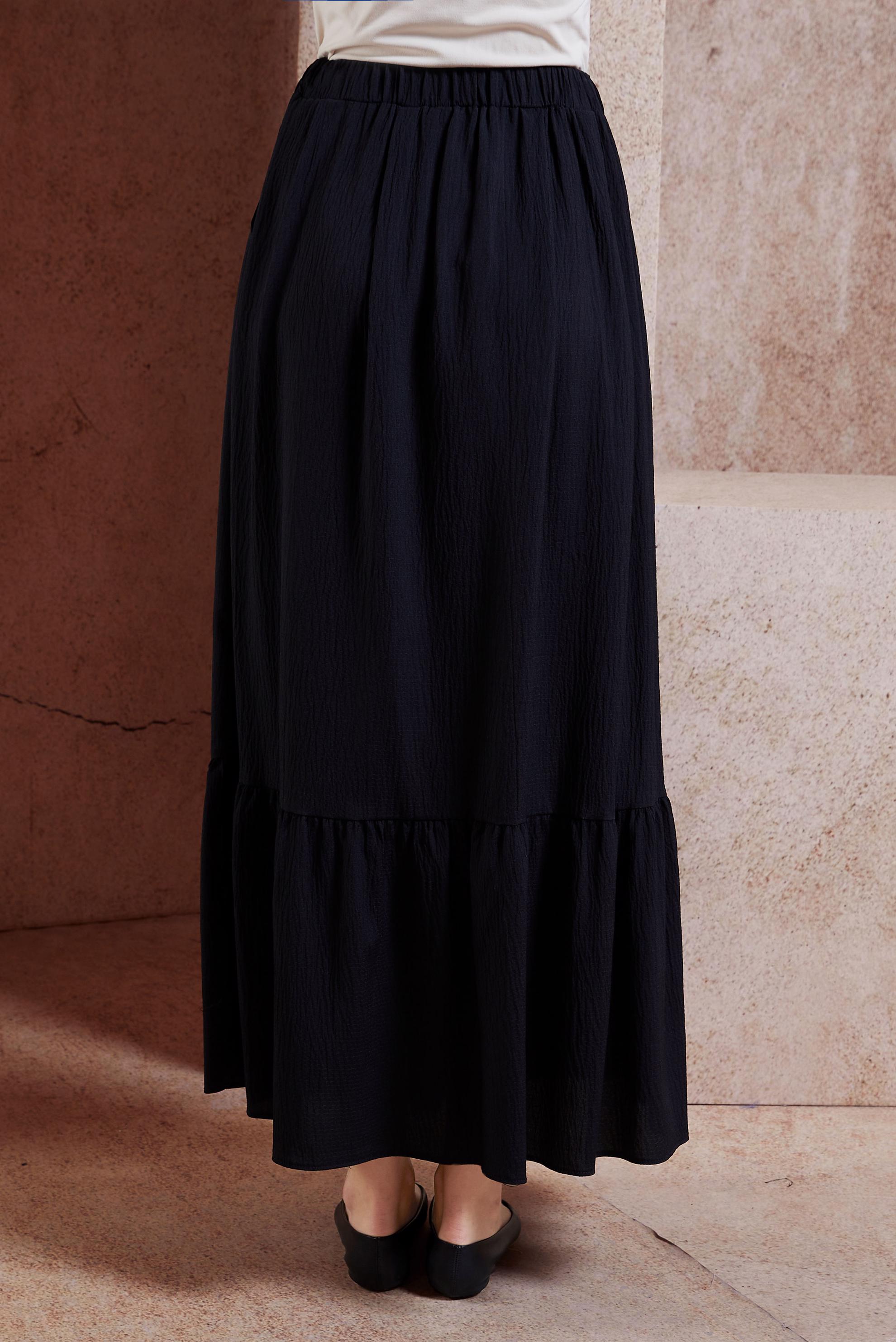 Tesettür giyim SİYAH KUŞAKLI TESETTÜR ETEK 60590