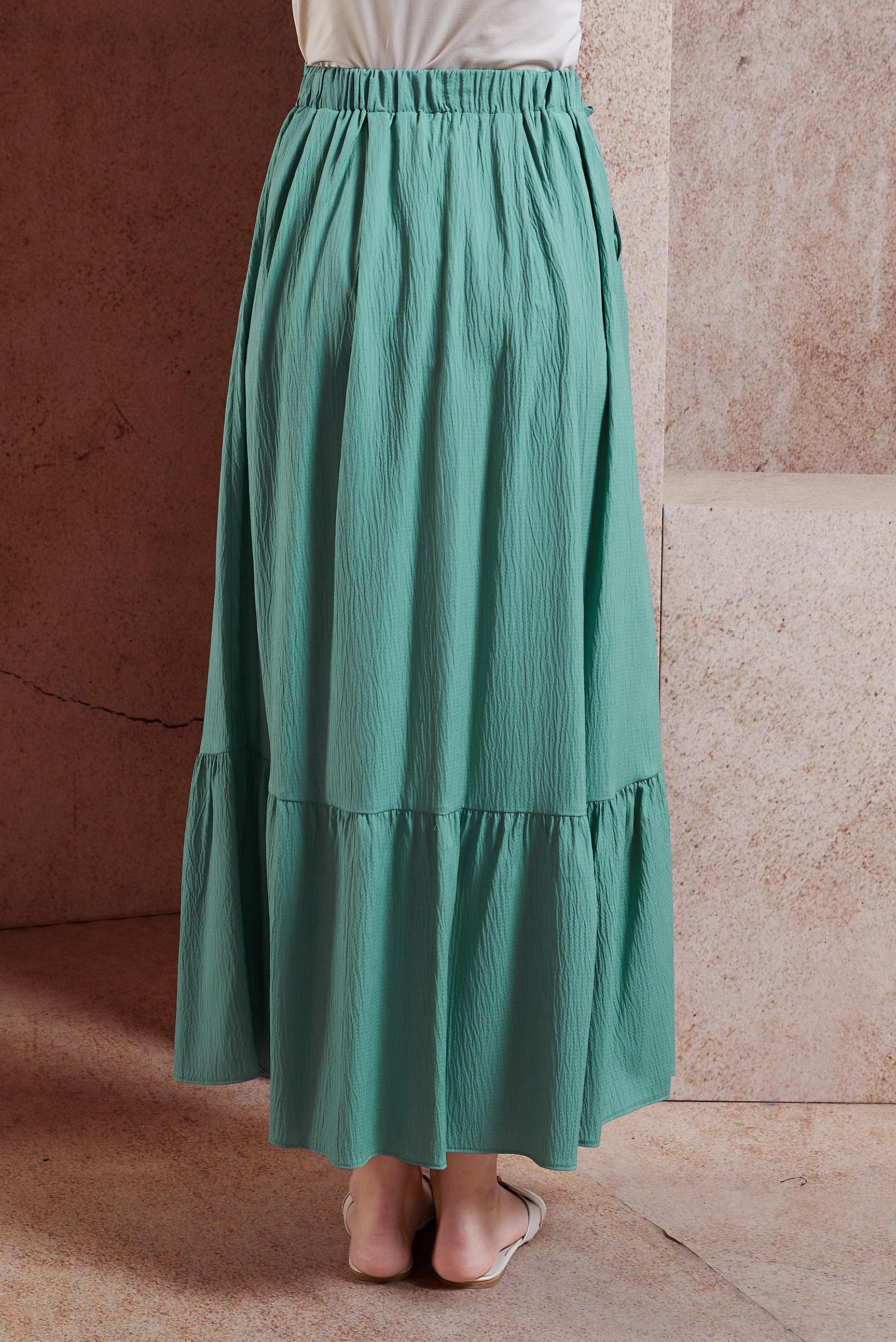 Tesettür giyim MAVİ KUŞAKLI TESETTÜR ETEK 60590