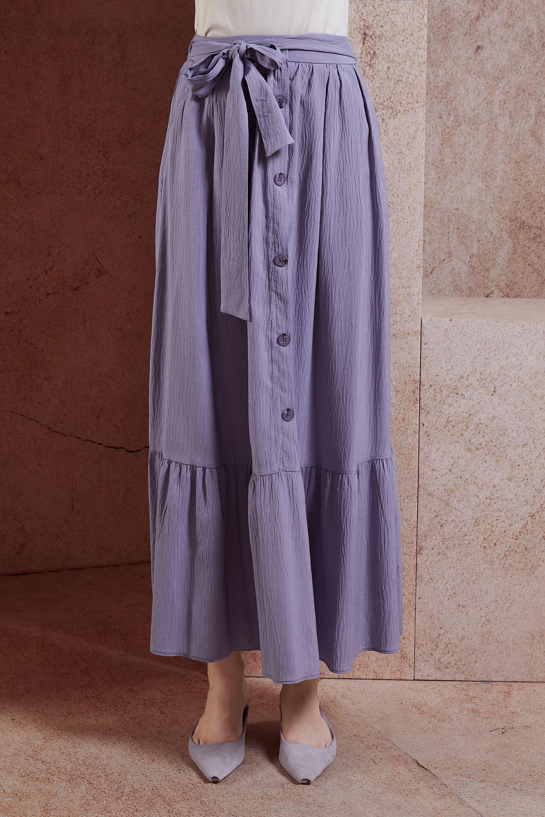 Tesettür giyim MÜRDÜM KUŞAKLI TESETTÜR ETEK 60590