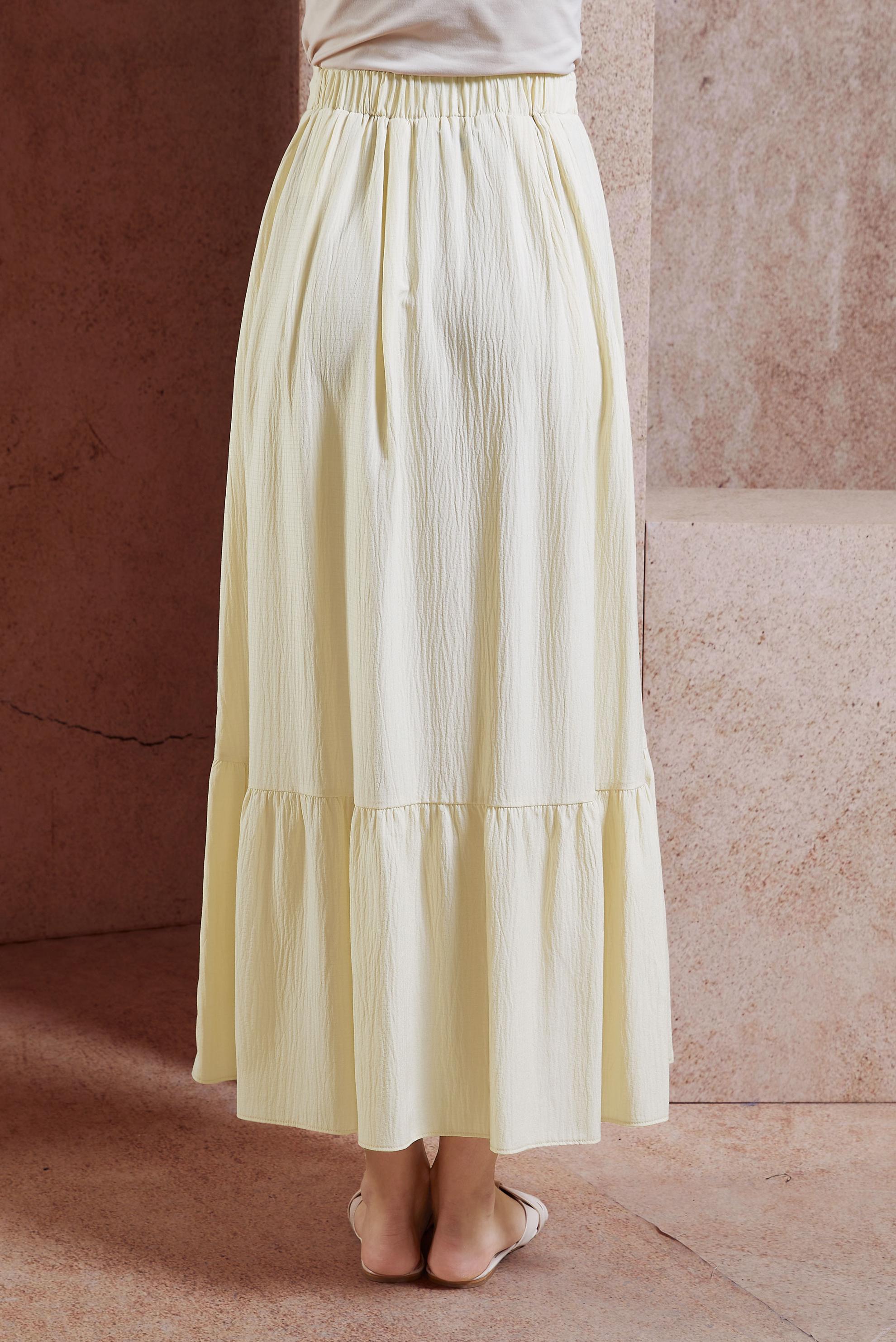 Tesettür giyim EKRU KUŞAKLI TESETTÜR ETEK 60590