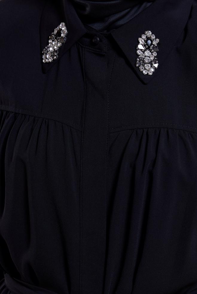 Vêtements hijab NOIR ABAYA DÉTAILLÉE DE GEMMES 80104 - ALVİNA