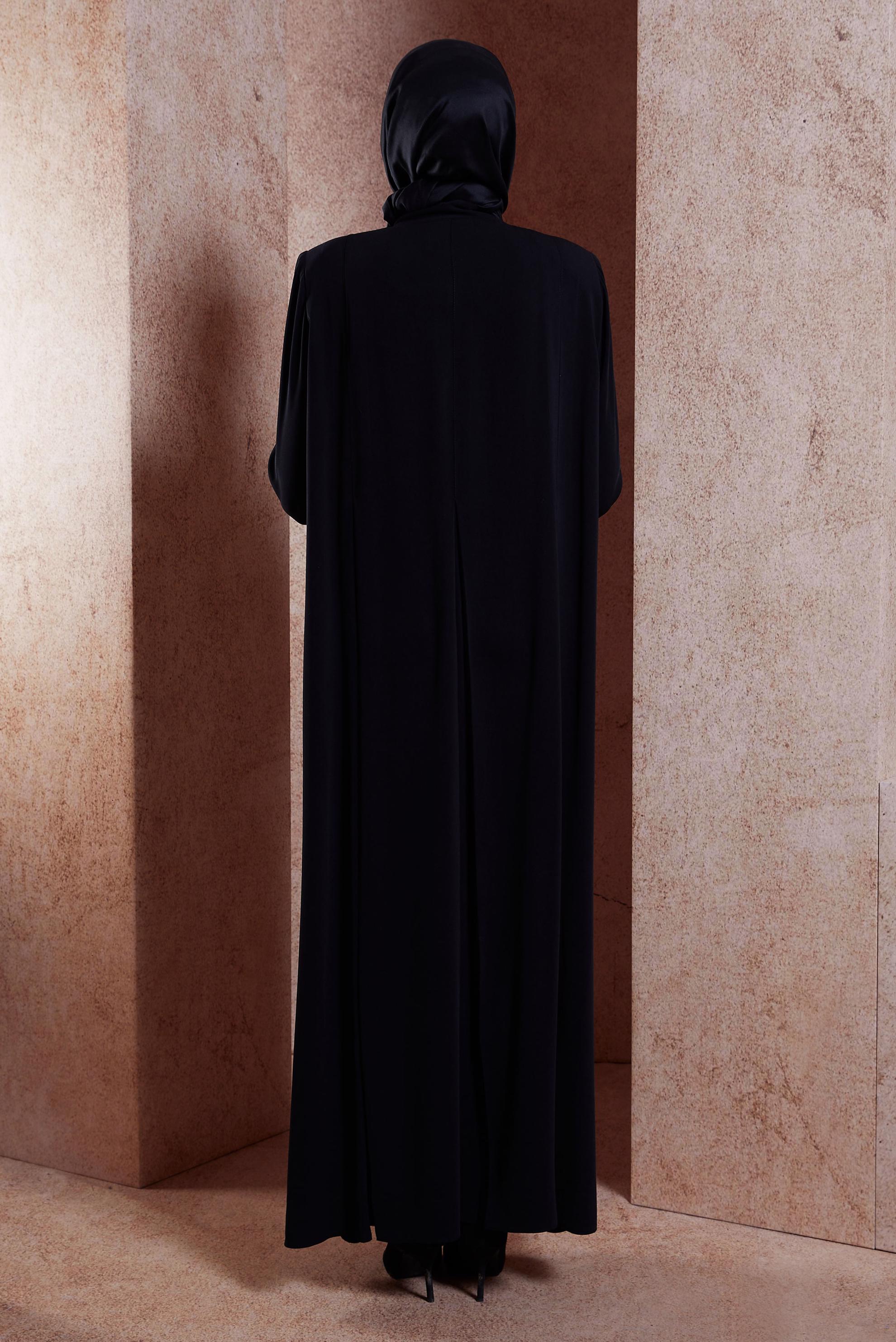 Vêtements hijab NOIR ABAYA DÉTAILLÉE DE GEMMES 80106