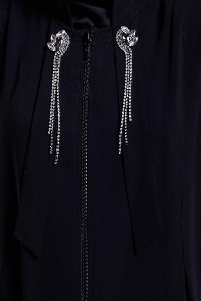 Vêtements hijab NOIR ABAYA DÉTAILLÉE DE GEMMES 80106 - ALVİNA