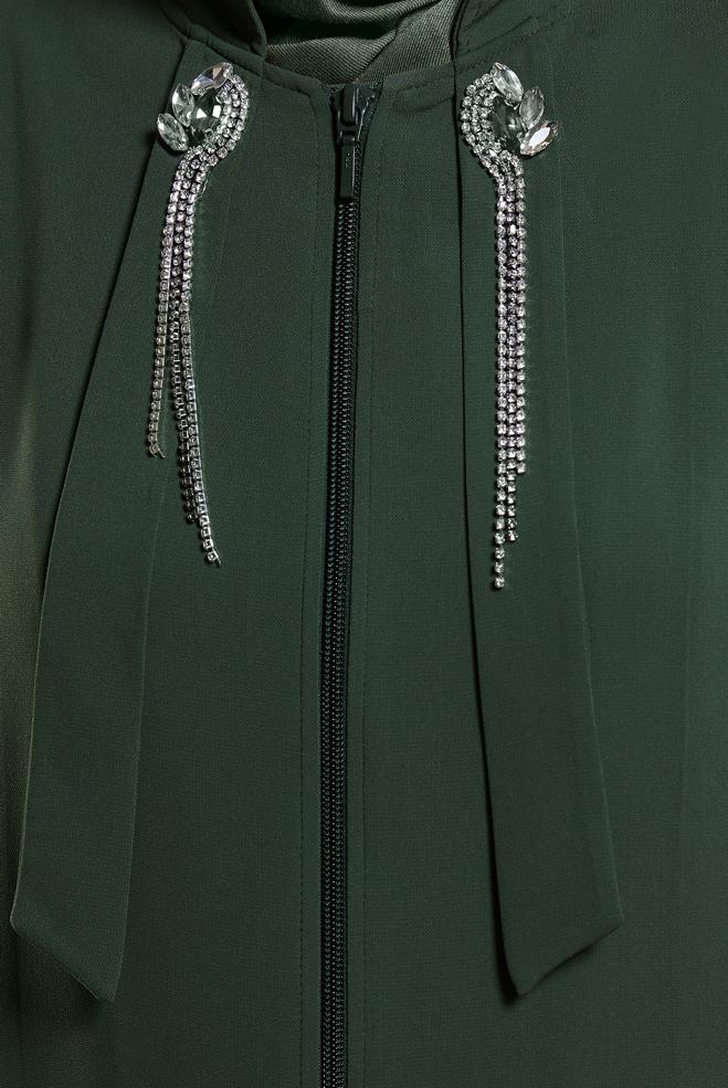 Vêtements hijab KAKI ABAYA DÉTAILLÉE DE GEMMES 80106 - ALVİNA