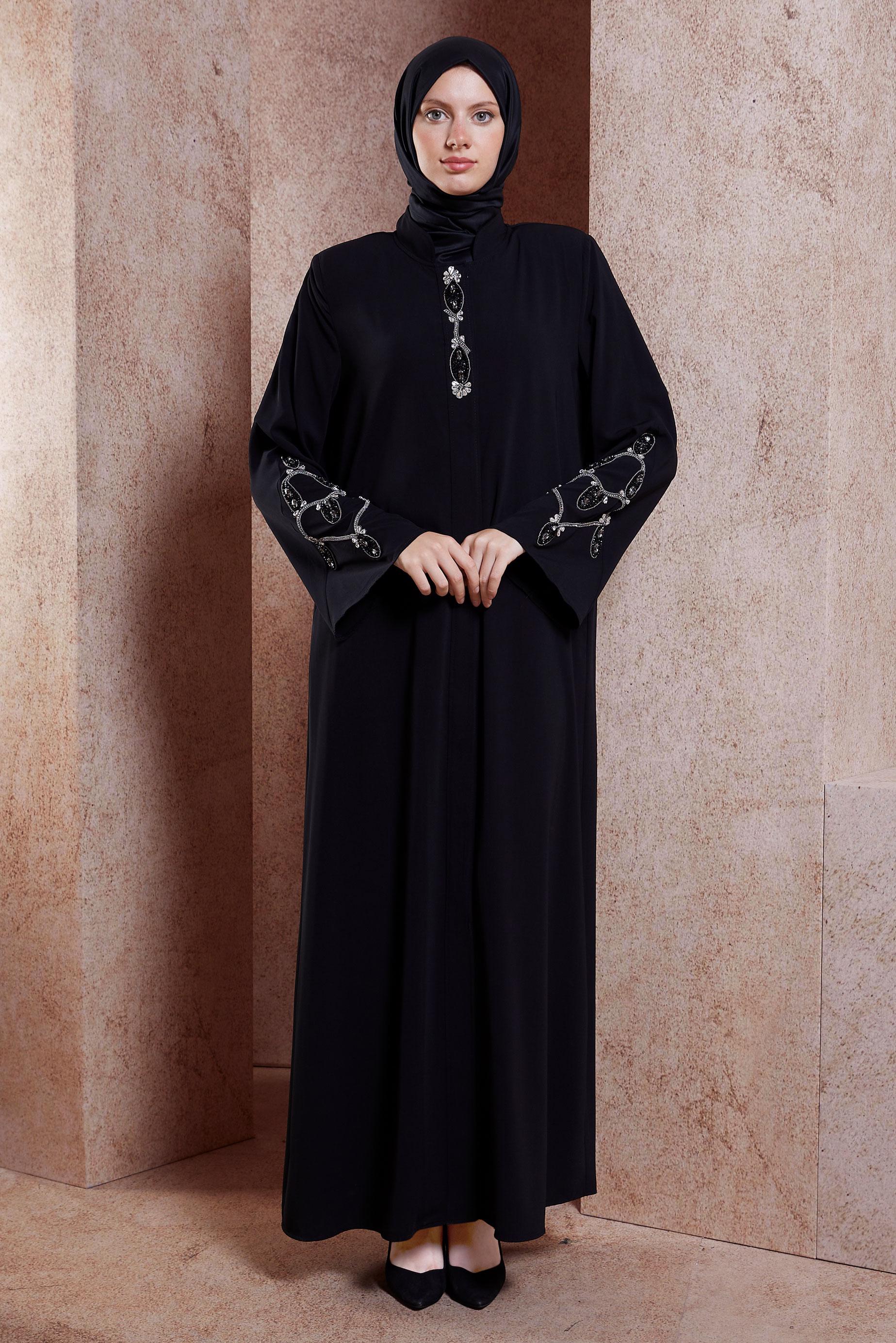 Hijab clothing BLACK ABAYA WITH GEM 80107