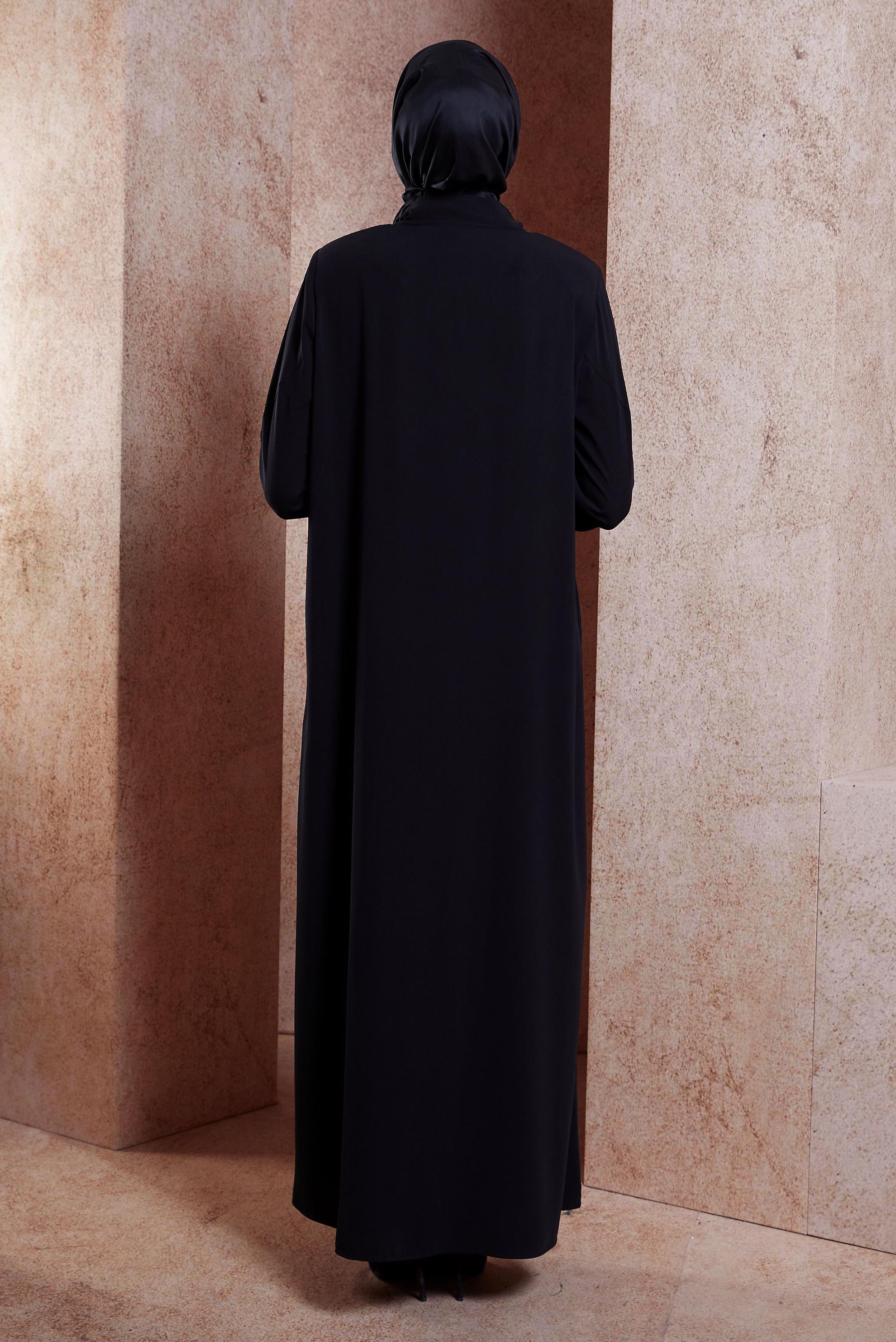 Hijab clothing BLACK ABAYA WITH GEM 80107