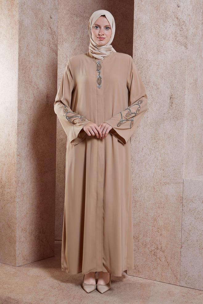 Vêtements hijab VISON ABAYA AVEC GEMME 80107 - ALVİNA