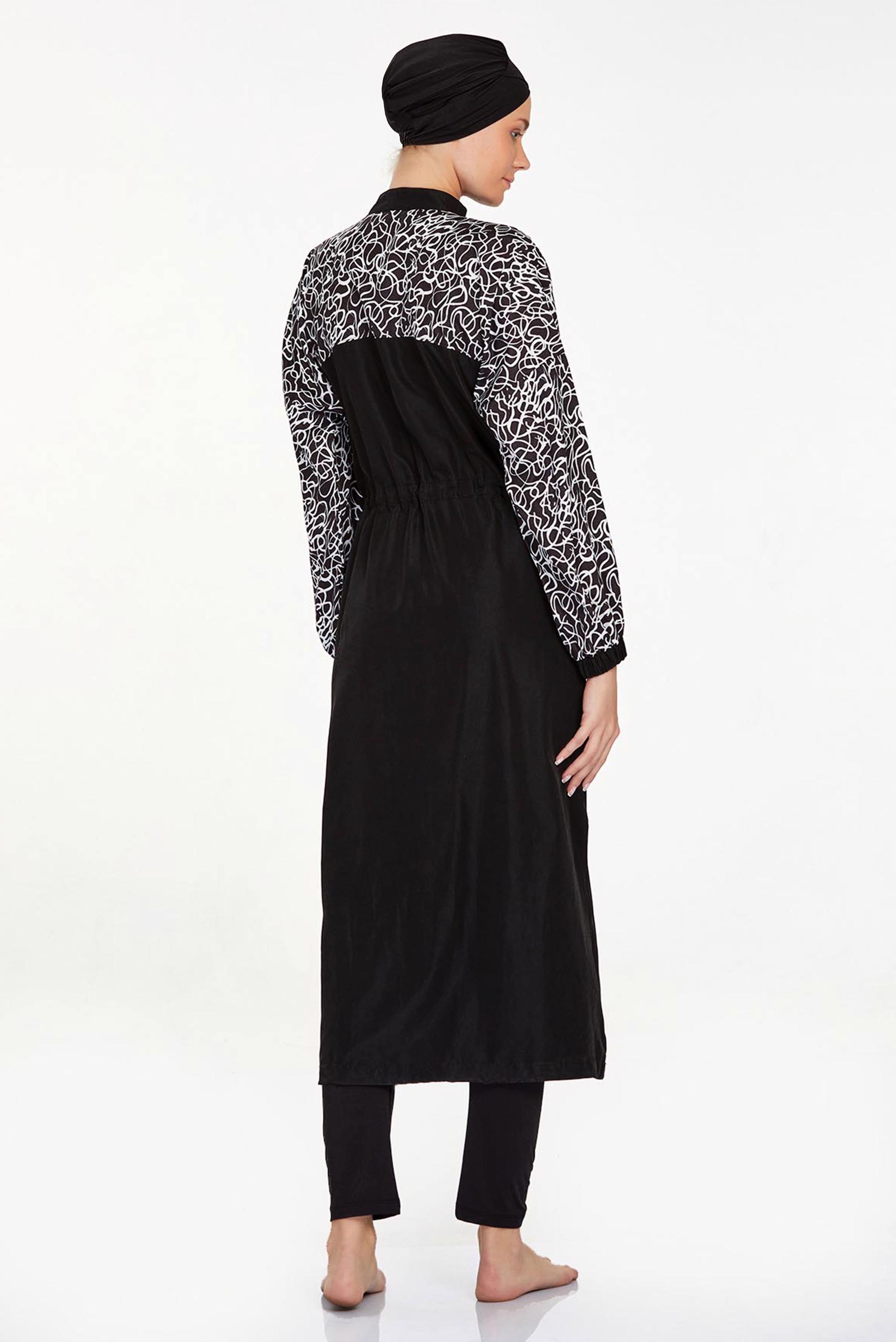 Vêtements hijab NOIR MAILLOT DE BAIN HIJAB À MOTIFS 1412