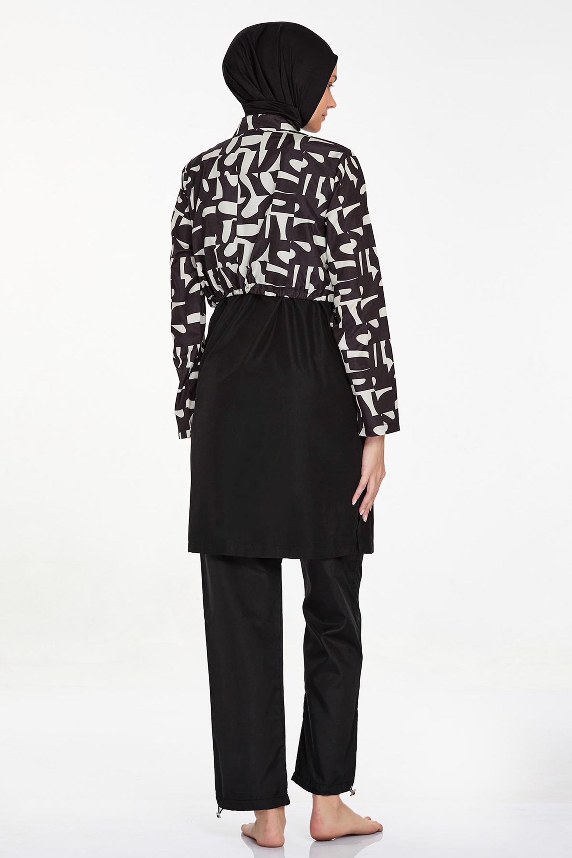 Tesettür giyim SİYAH DESENLİ TESETTÜR MAYO 1423