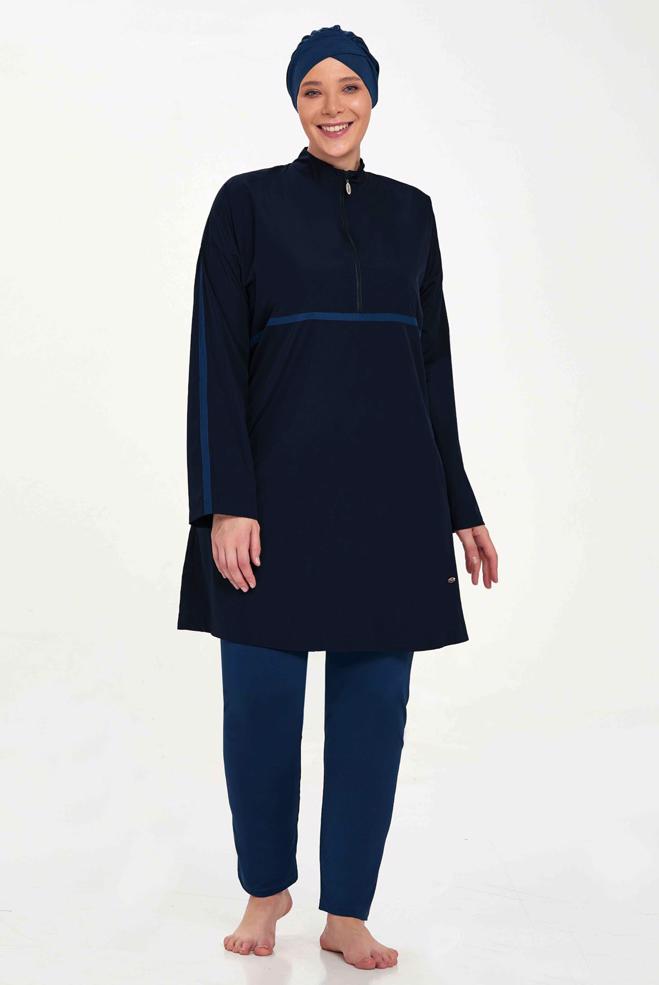 Vêtements hijab BLEU MARINE MAILLOT DE BAIN HIJAB GRANDE TAILLE 1427 - ALVİNA