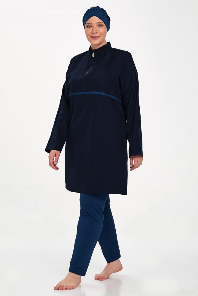Vêtements hijab BLEU MARINE MAILLOT DE BAIN HIJAB GRANDE TAILLE 1427 - ALVİNA