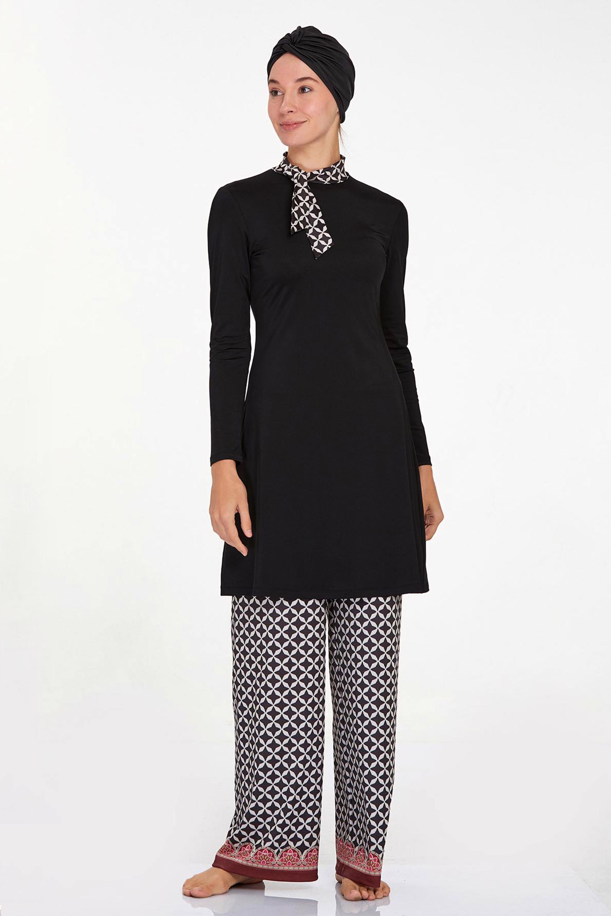 Vêtements hijab NOIR MAILLOT DE BAIN HIJAB À MOTIFS 4514