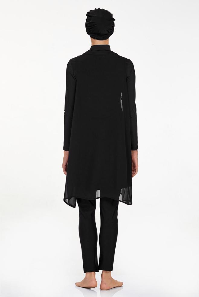 Vêtements hijab NOIR MAILLOT DE BAIN HIJAB À MOTIFS 4562 - ALVİNA