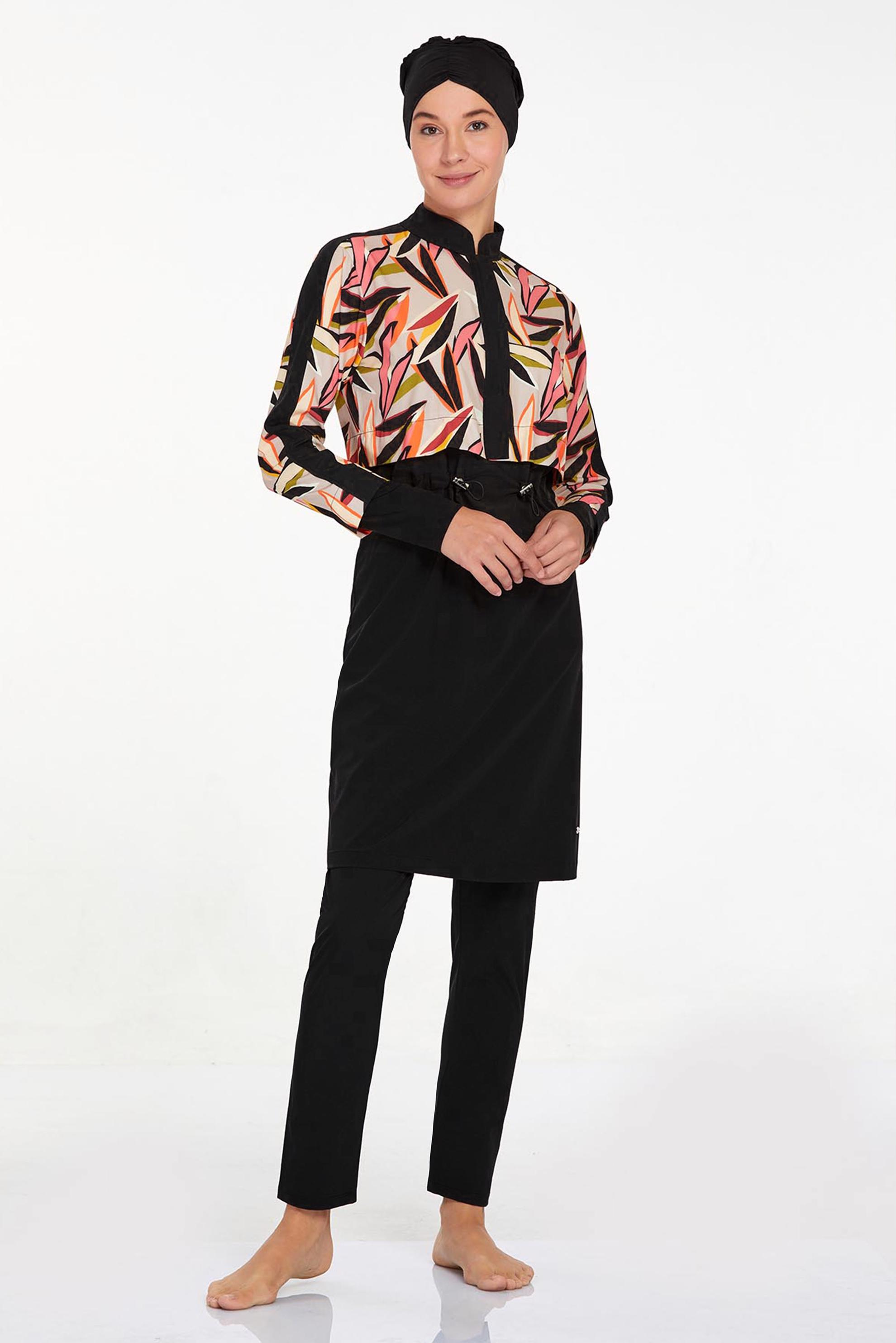 Tesettür giyim SİYAH DESENLİ TESETTÜR MAYO 4572