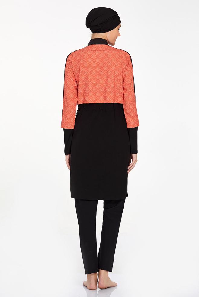 Vêtements hijab NOIR MAILLOT DE BAIN HIJAB À MOTIFS 4573 - ALVİNA