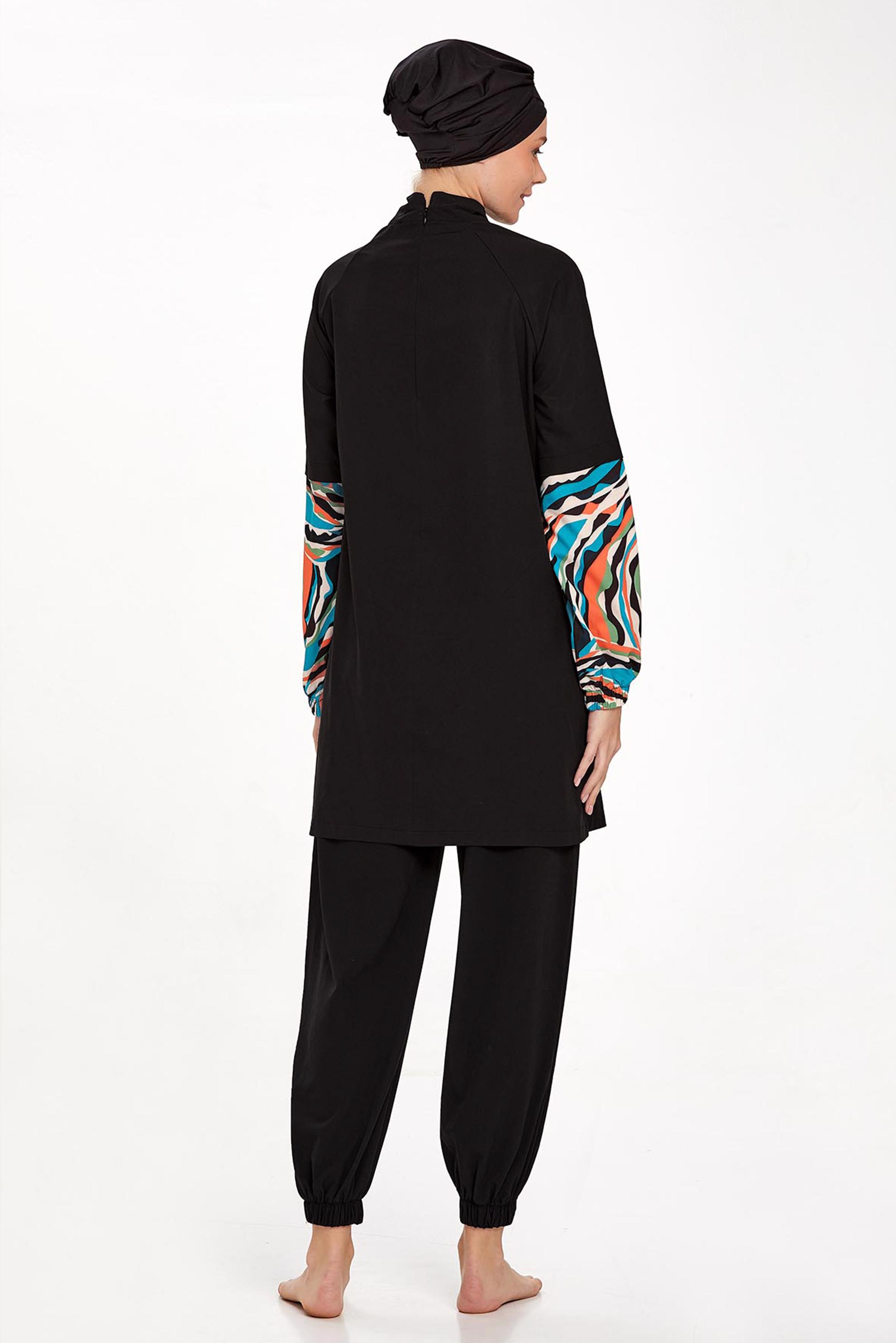 Vêtements hijab NOIR MAILLOT DE BAIN HIJAB À MOTIFS 4576