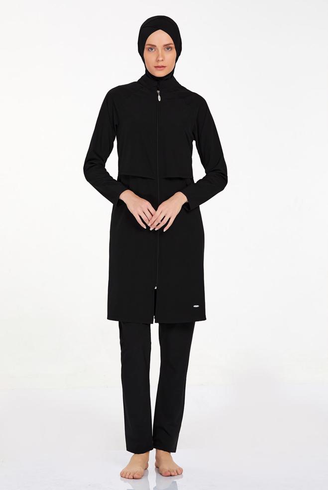 Tesettür giyim SİYAH FERMUARLI TESETTÜR MAYO 4583 - ALVİNA