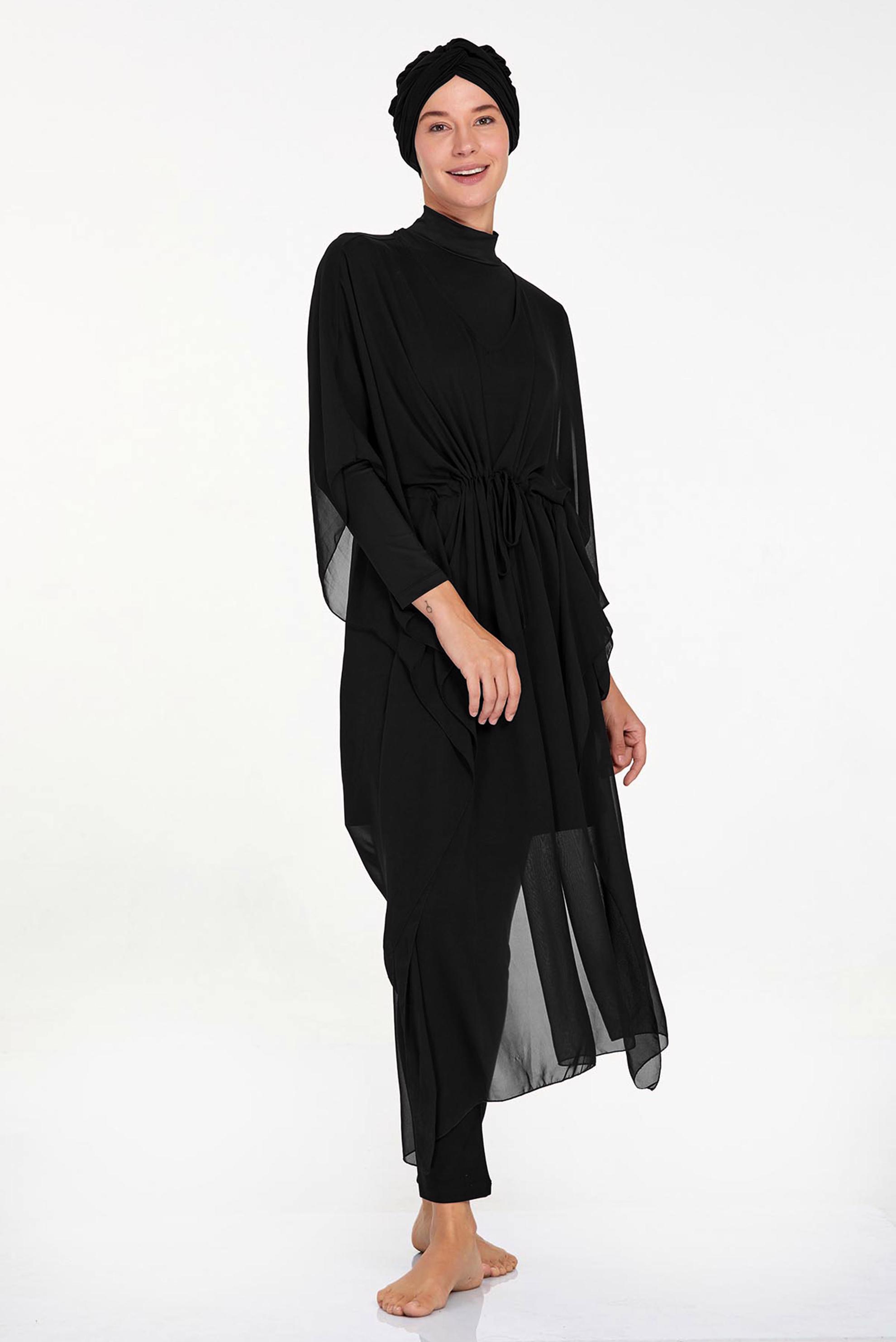 Tesettür giyim SİYAH BELİ BAĞCIKLI TESETTÜR PAREO 6039