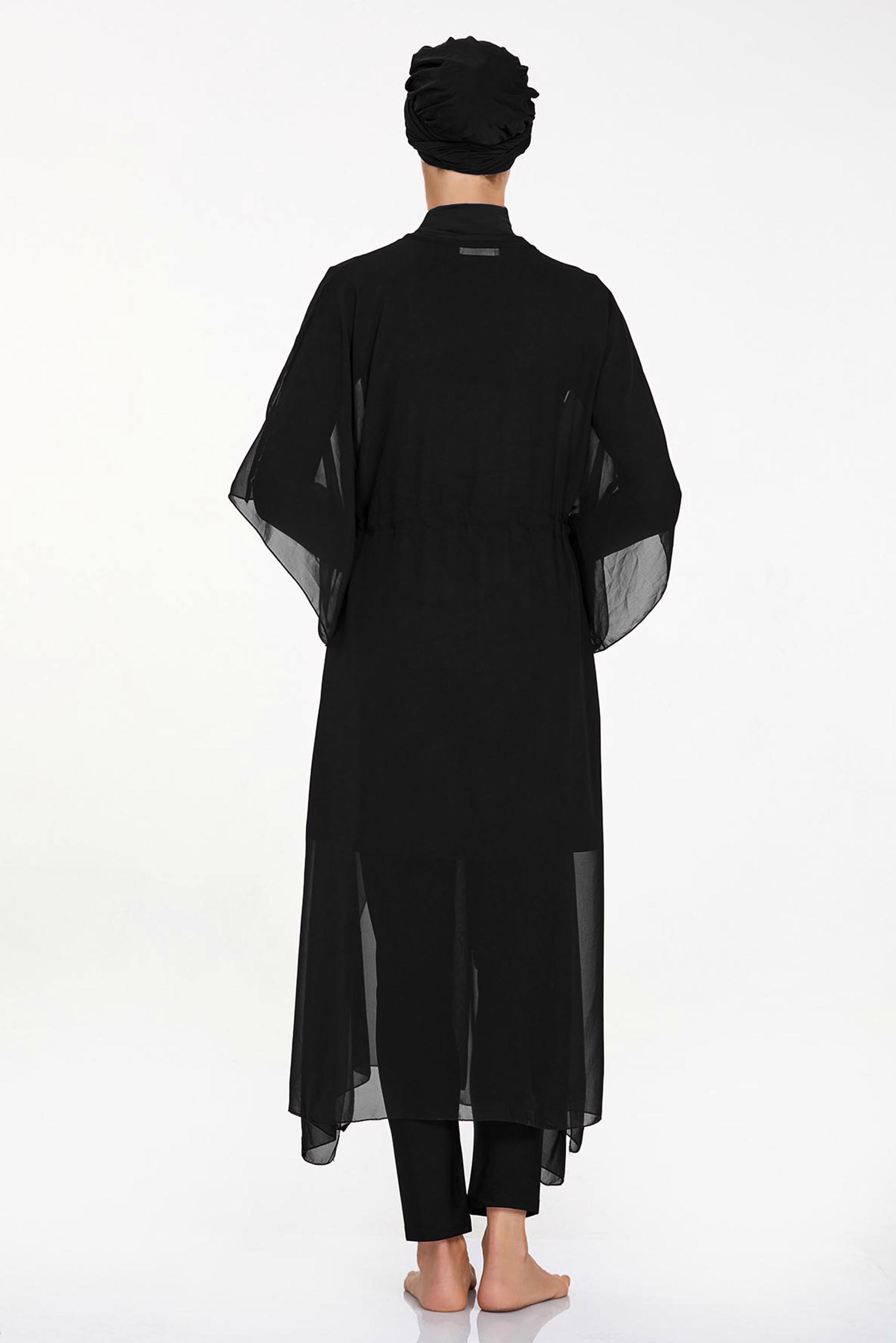 Tesettür giyim SİYAH BELİ BAĞCIKLI TESETTÜR PAREO 6039