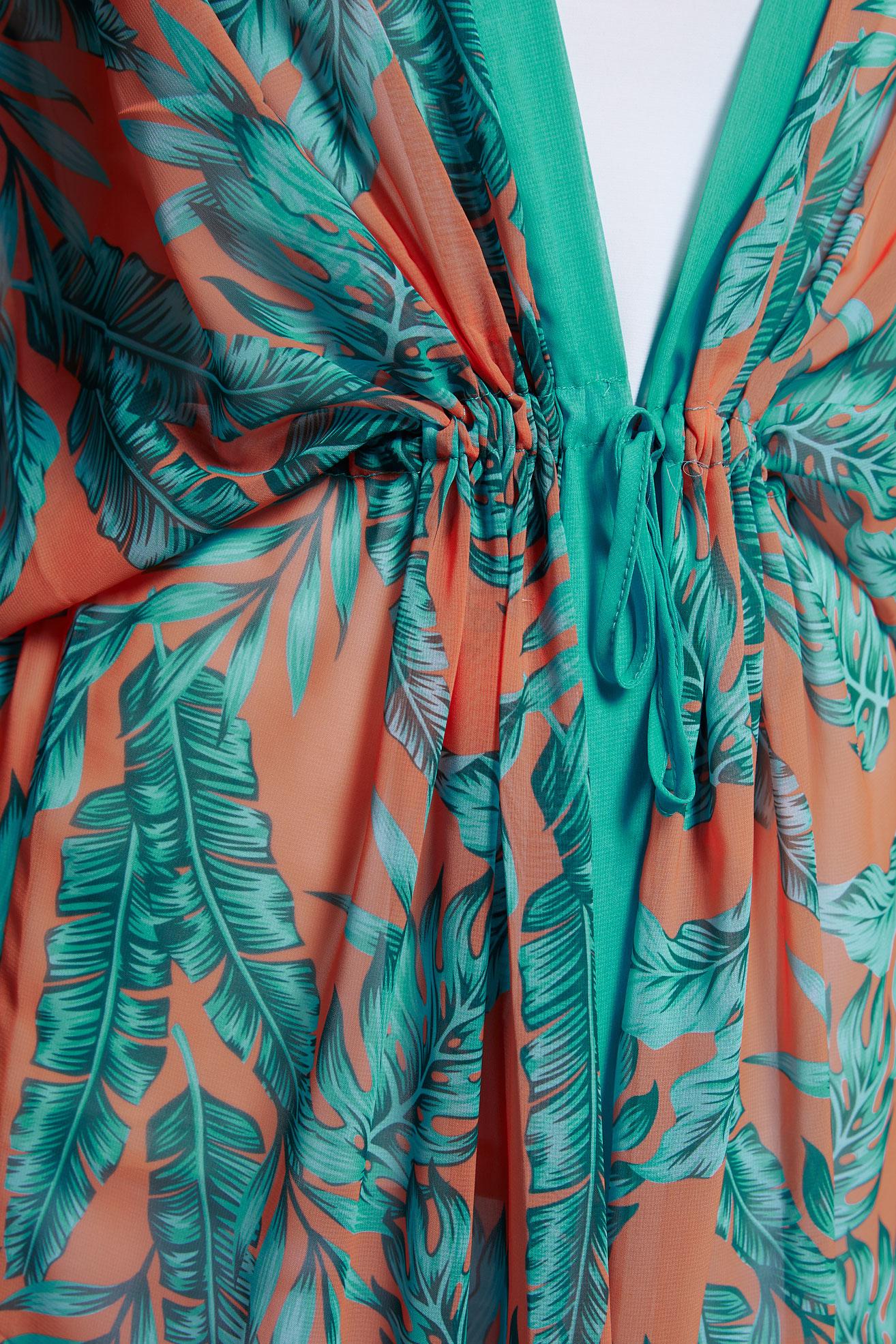 Tesettür giyim TURUNCU YARASA KOL DESENLİ PAREO 6124