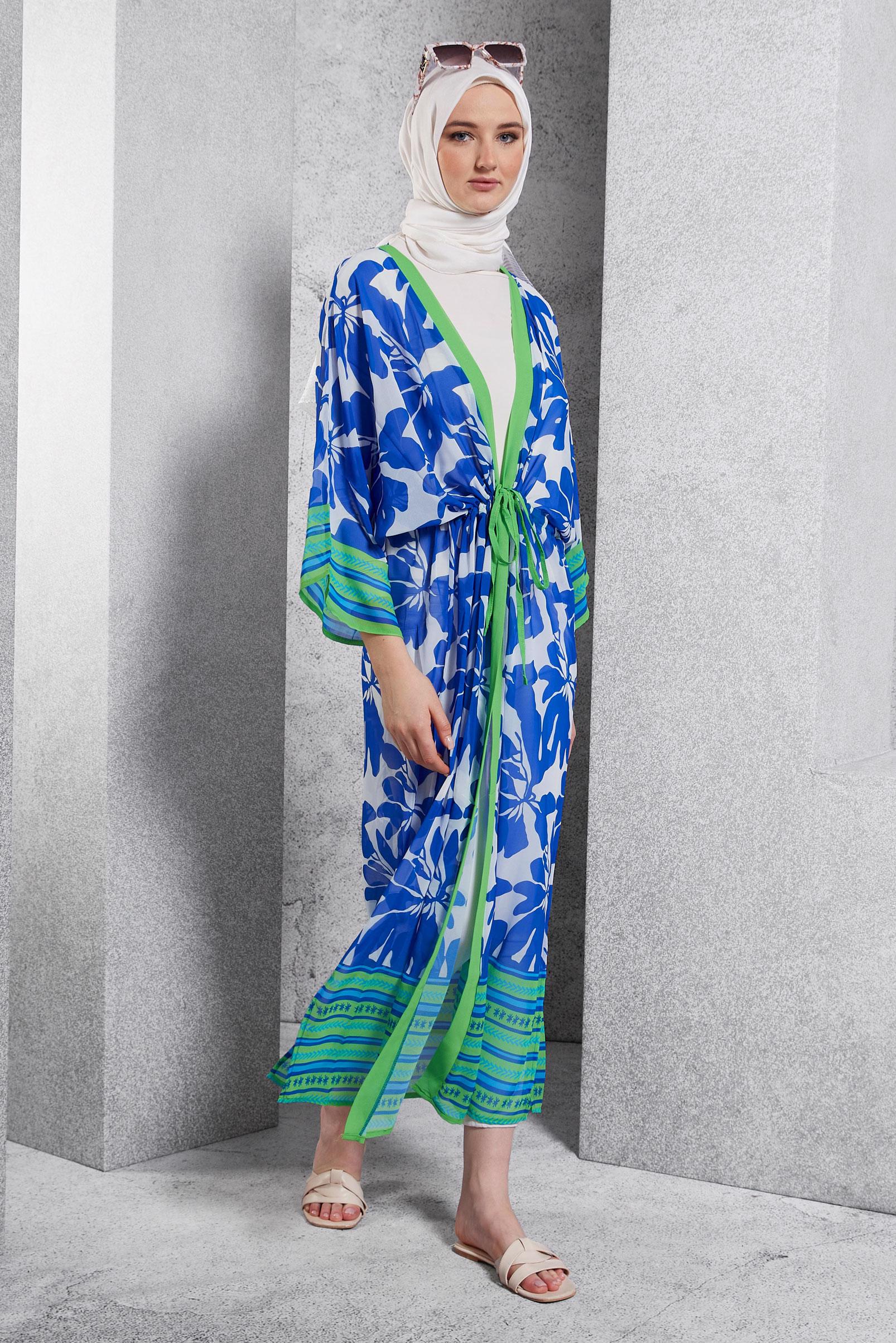 Tesettür giyim LACİVERT DESENLİ TESETTÜR PAREO 6126