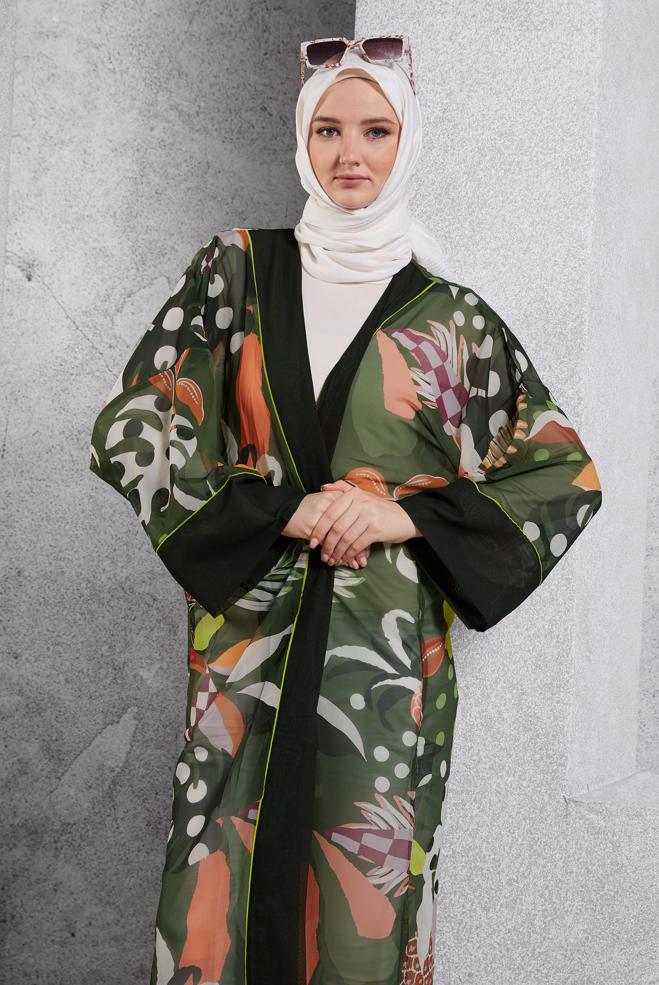 Vêtements hijab NOIR MAILLOT DE BAIN HIJAB À MOTIFS 6127 - ALVİNA