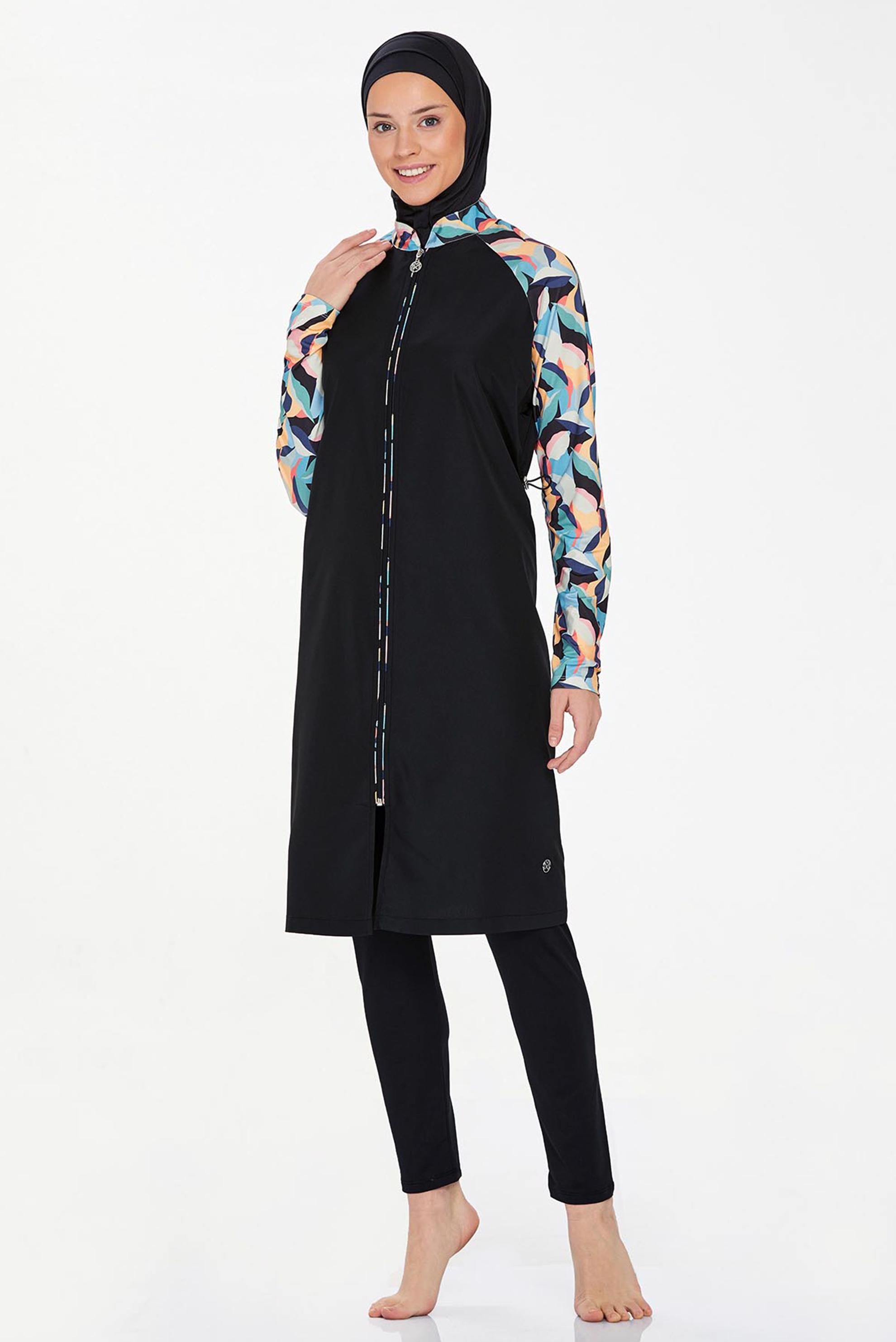 Tesettür giyim SİYAH DESENLİ TESETTÜR MAYO 8266