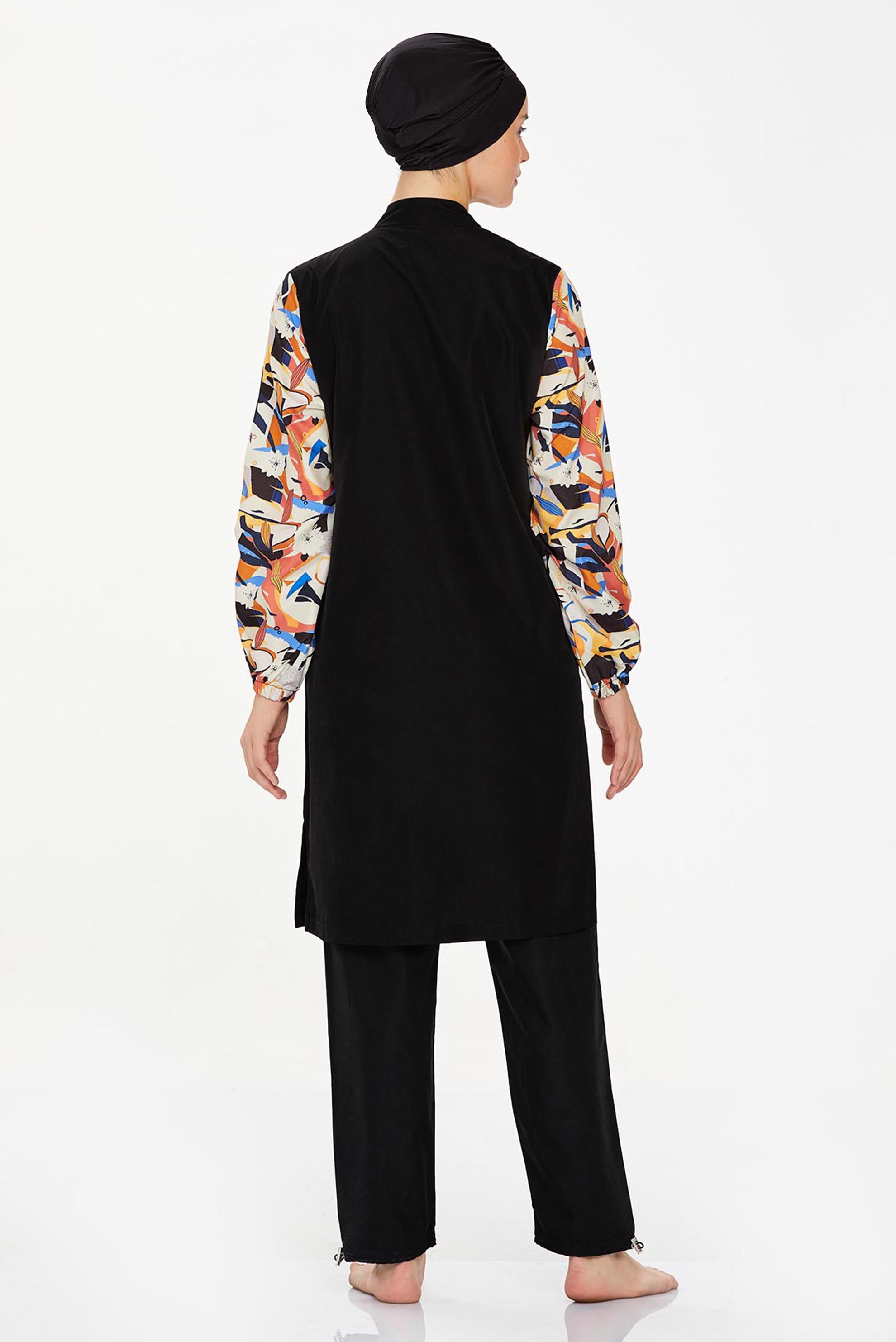 Tesettür giyim SİYAH DESENLİ TESETTÜR MAYO 8283