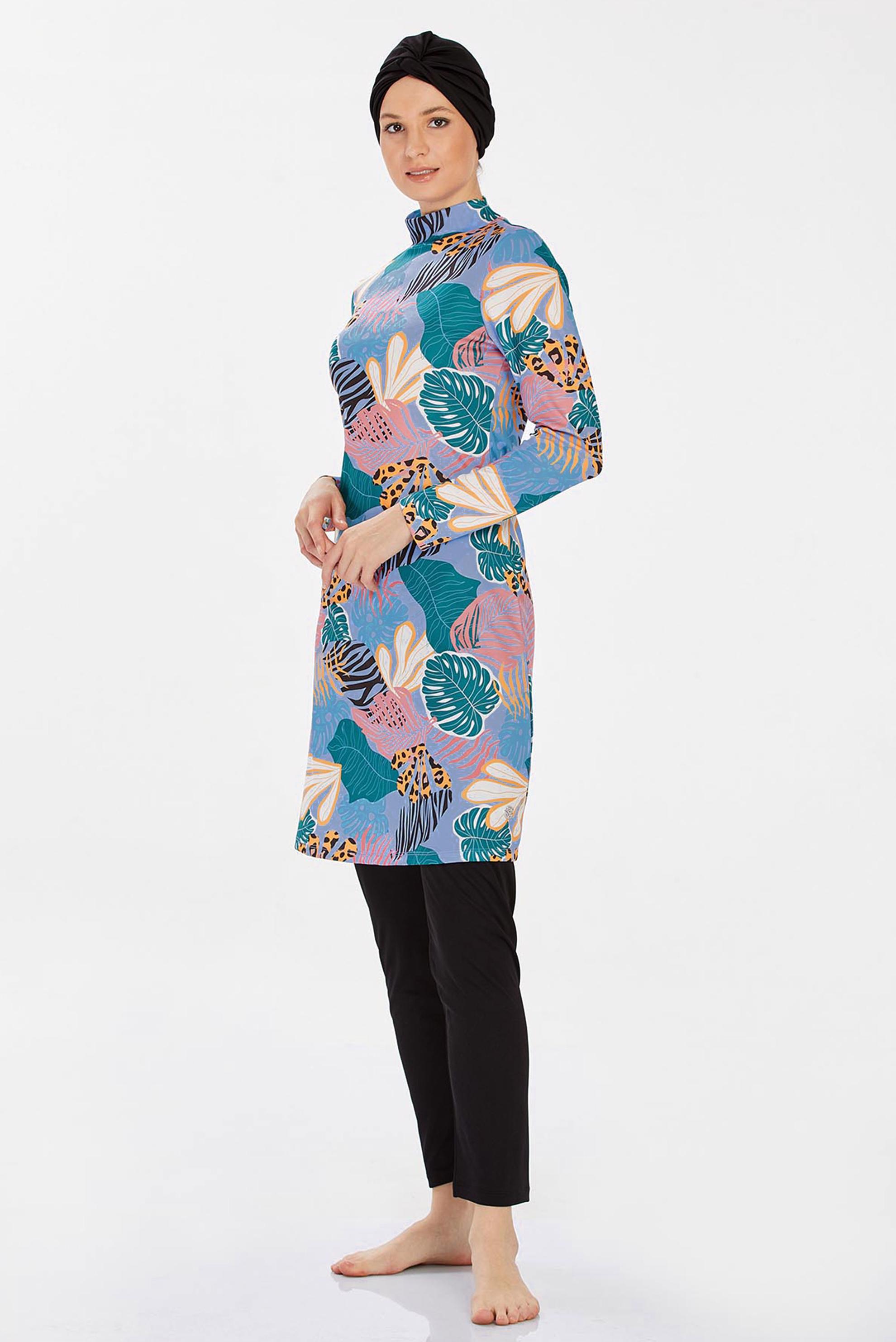 Vêtements hijab NOIR MAILLOT DE BAIN HIJAB À MOTIFS 9202