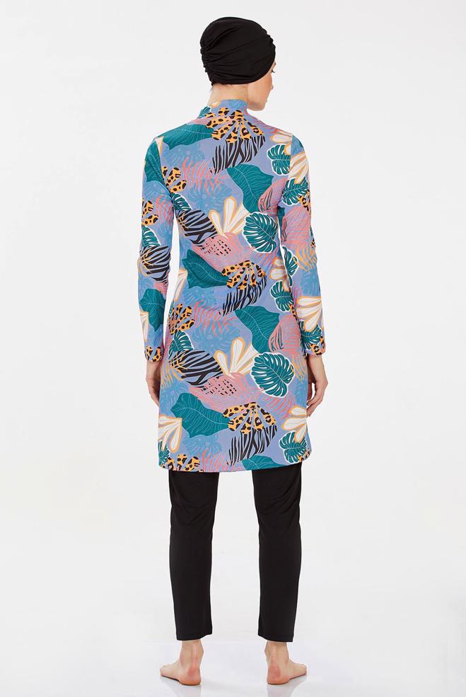 Vêtements hijab NOIR MAILLOT DE BAIN HIJAB À MOTIFS 9202 - ALVİNA