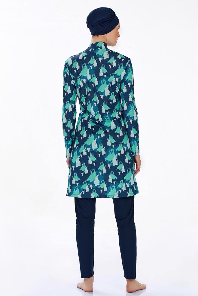 Vêtements hijab BLEU MARINE MAILLOT DE BAIN HIJAB À MOTIFS 9203 - ALVİNA