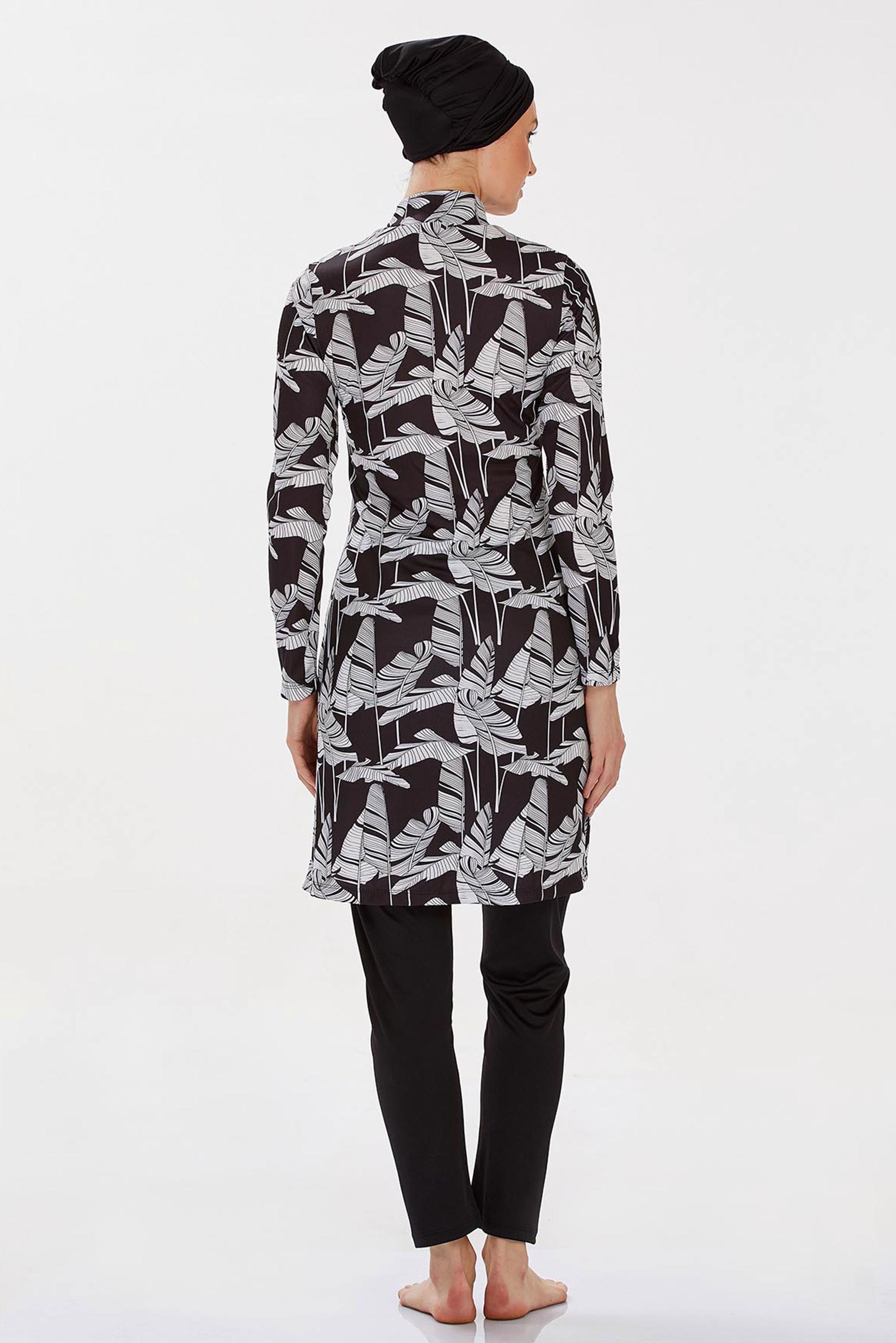 Vêtements hijab NOIR MAILLOT DE BAIN HIJAB À MOTIFS 9206